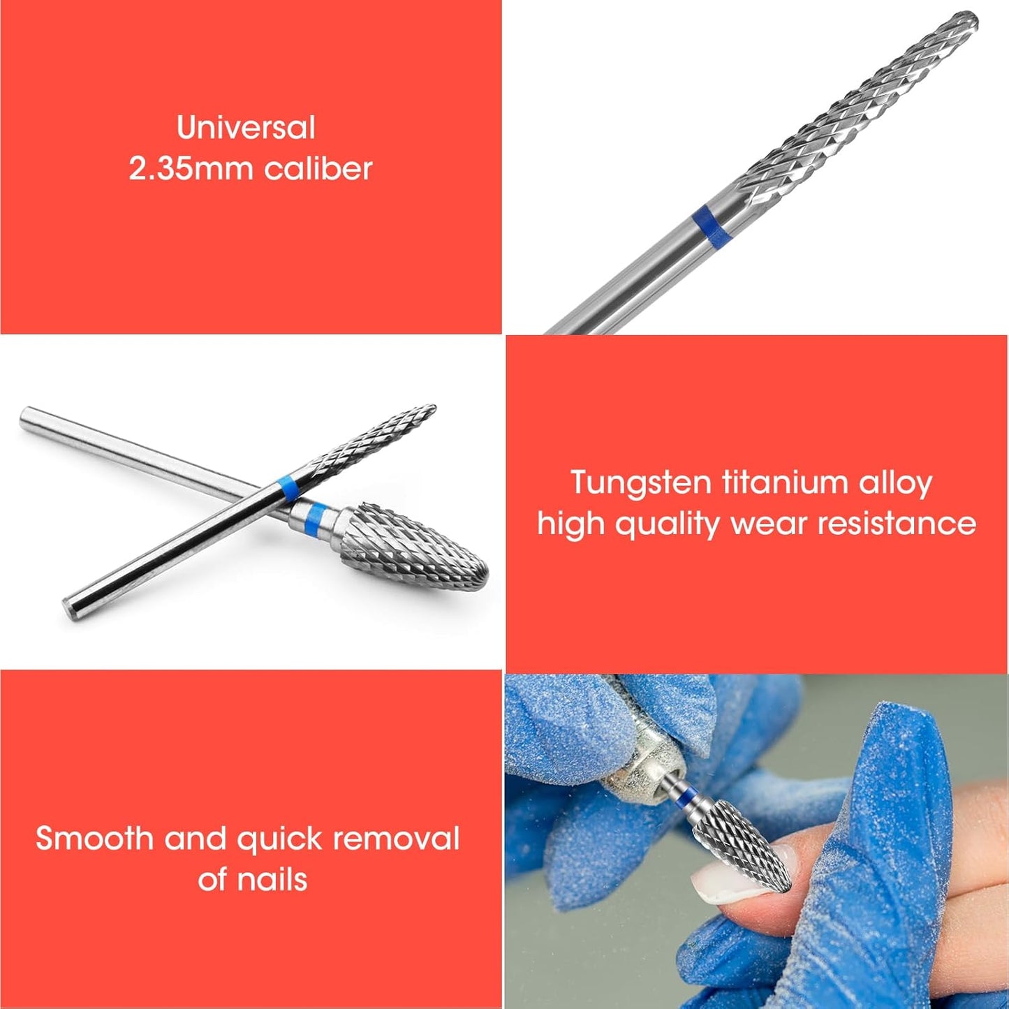 5 Pack 3/32" 5 in 1 Professional Carbide Nail Drill Bits Sets, Tungsten Safety Drill Bits Tech, Cuticle Bit Fast Remove for Manicurist Nail Salon Manicure Pedicure Gel Polishing (5 Shapes)