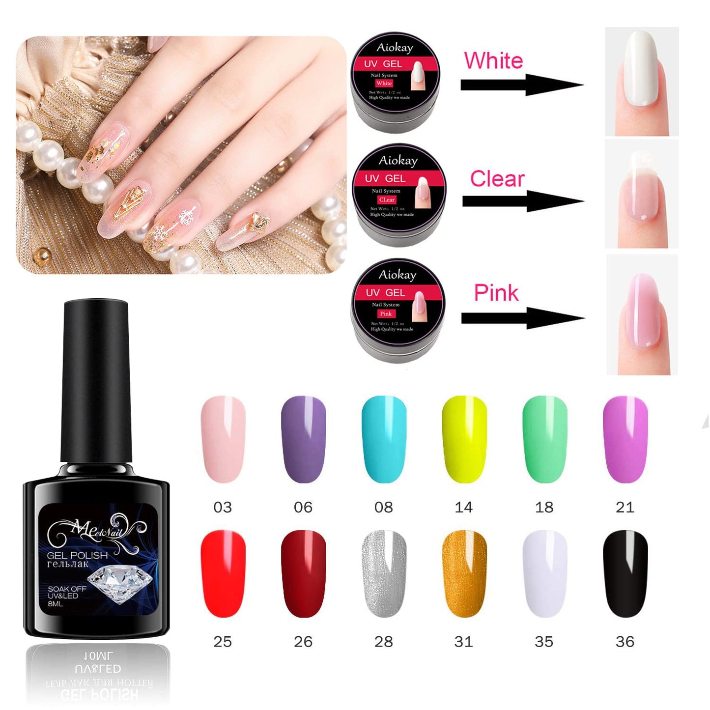 Gel Nail Polish Set with48W UV Lamp,3 Colors Quick Nail Extension Nail Gel, 12 Colors Nail Polish with Base Coat and Top coat gel kit , Professional nail kit Home DIY Salon for women gift
