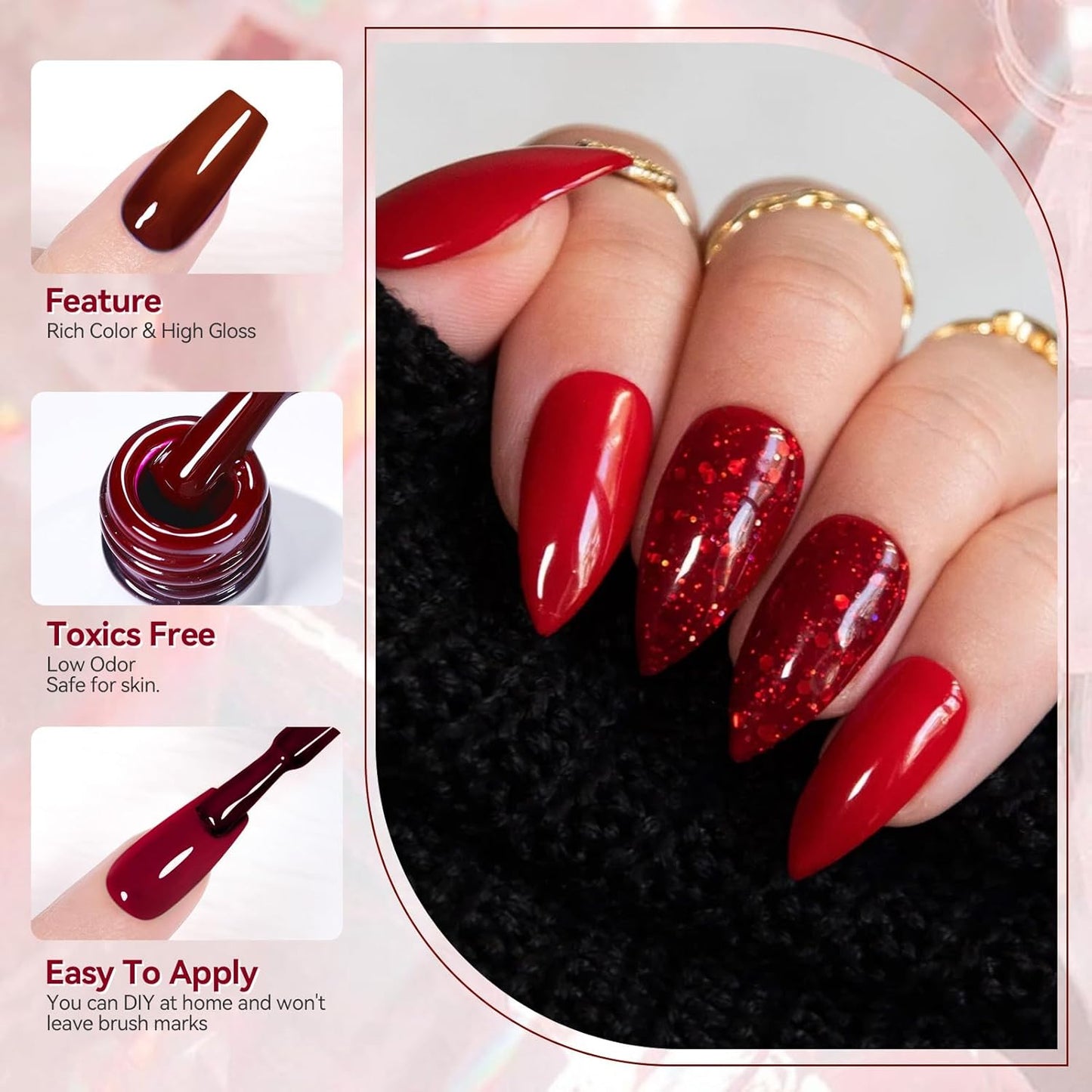 Born Pretty Fall Winter Gel Nail Polish Pumpkin Caramel Orange Brown Red Shimmer Sparkle Halloween Gel Polish Nail Art Manicure DIY Christams Gift Collection 6PCS
