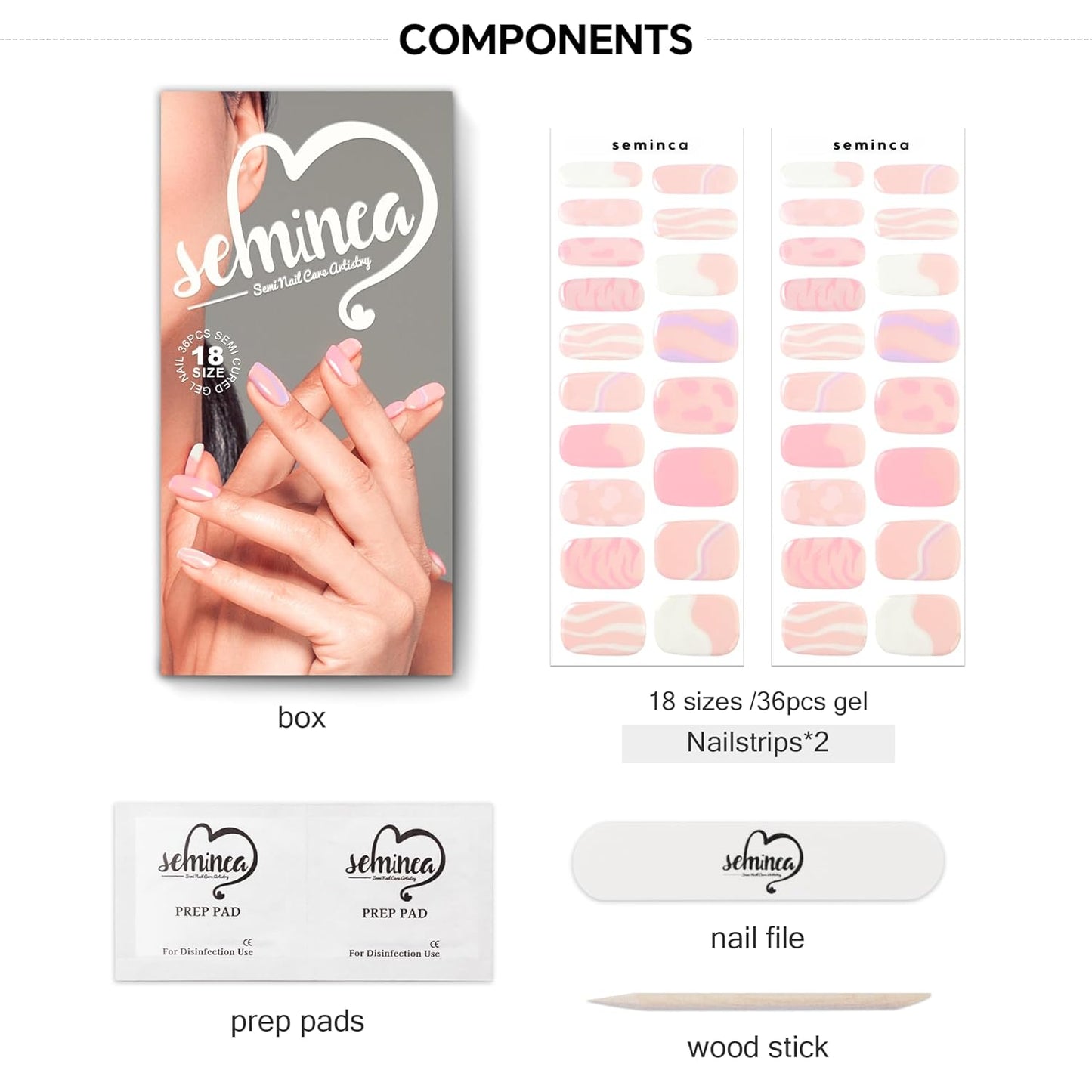 Semi Cured Gel Nail Strips-Salon Quality Semi-Cured Gel Press On Nails Stickers Natural Looking False Nails for Daily Use & Homemakers Long Lasting,Easy On & Off (Whisper Haze)