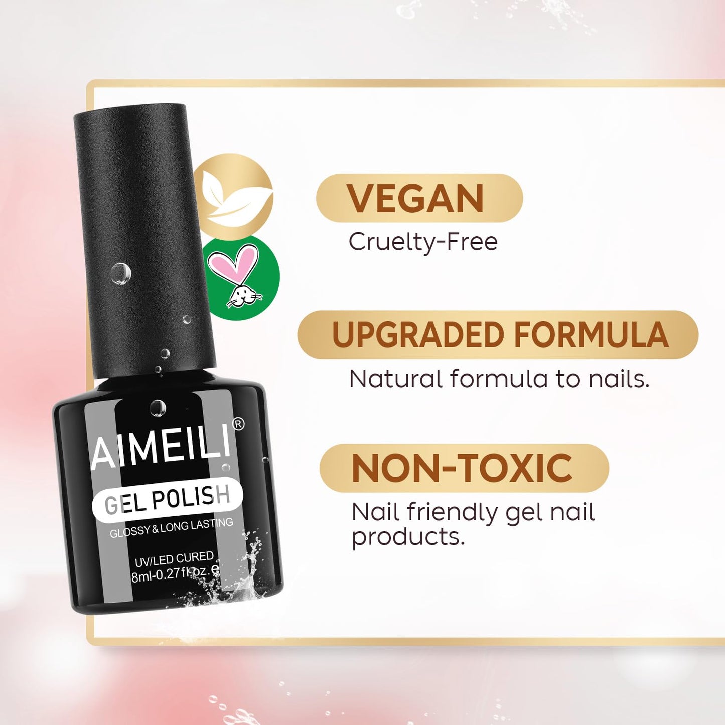 AIMEILI Gel Nail Polish, Hema Free, Cruelty Free, Vegan, Soak Off U V LED Nail Art for Women Girls Manicure Salon DIY Home - 1010 8ml