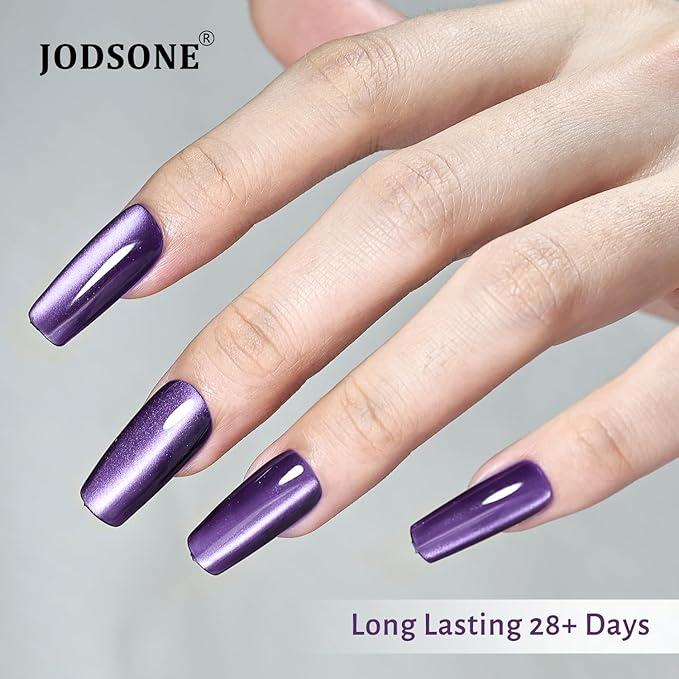 JODSONE 16.5ml Cat Eye Gel Nail Polish Dark Gray Colors for Holographic Glitter Cat Eye Reflective Translucent Need U V Lamp