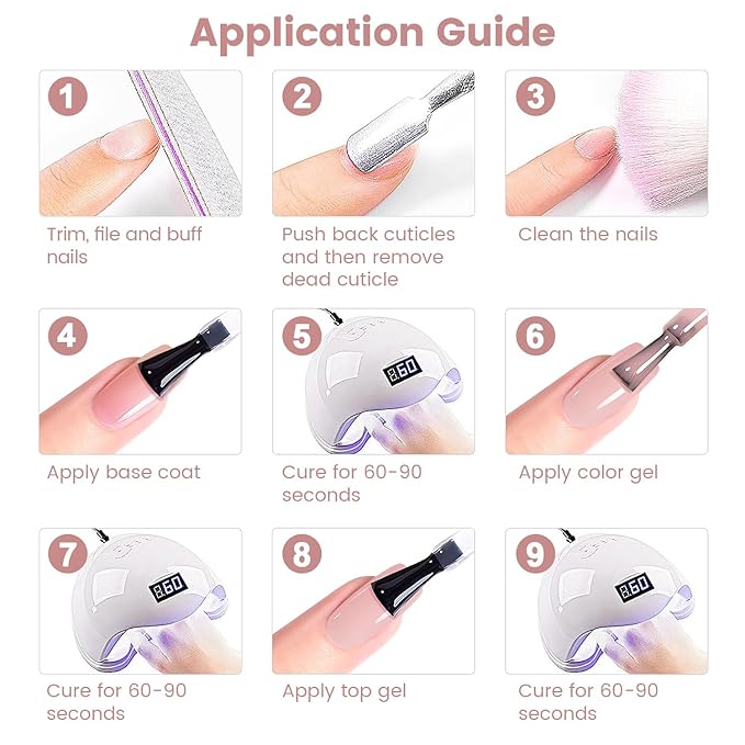 RARJSM Light Pink Nude Gel Nail Polish 2pcs Set,Gel and Lacquer Combo,Light Pink Air Dry Nail Lacquer and Nude Pink Gel Polish LED UV Curing Requires French Manicure DIY Nail Art Home Salon 15ml