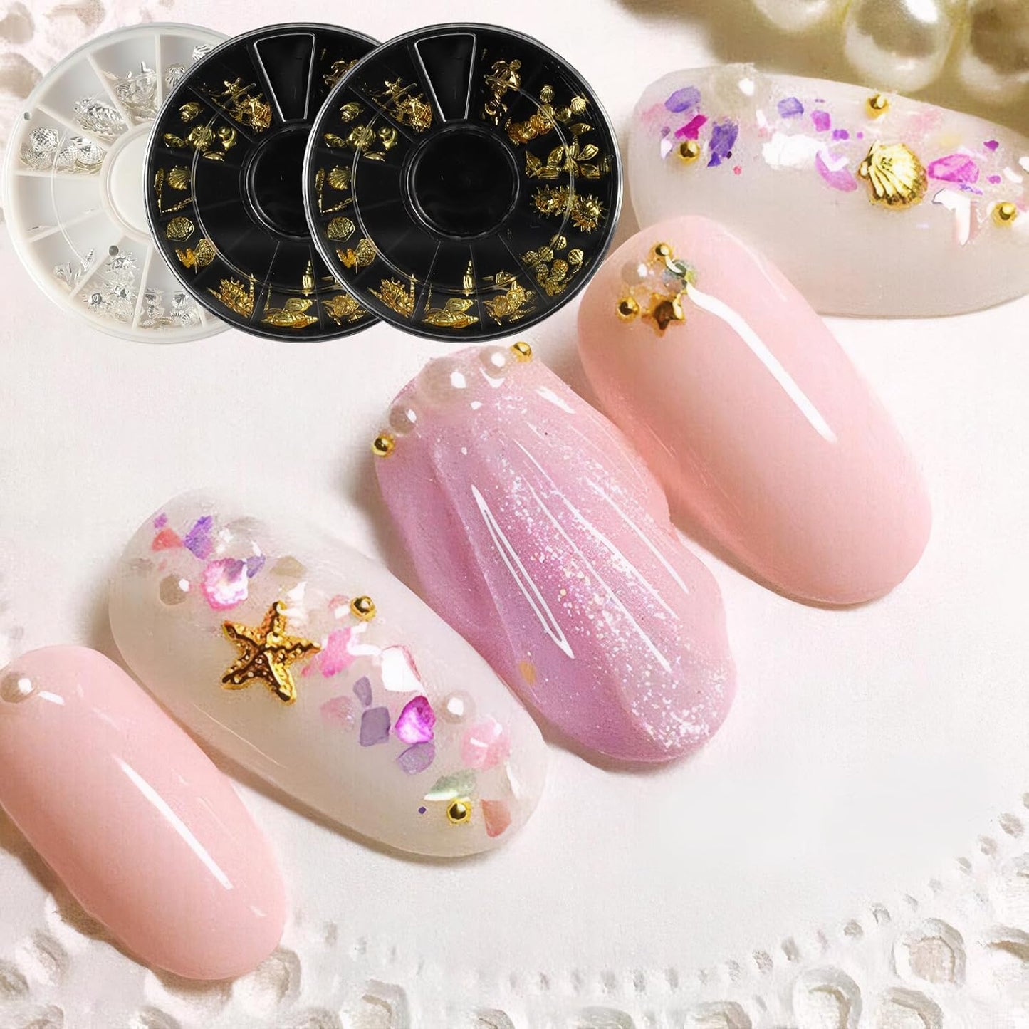 3 Boxes of Starfish Nail Charms, Ocean Nail Charms, Beach Starfish, Sea Shells, 3D Nail Gem Jewelry, Suitable for DIY Manicure (Gold*2, Silver*1)