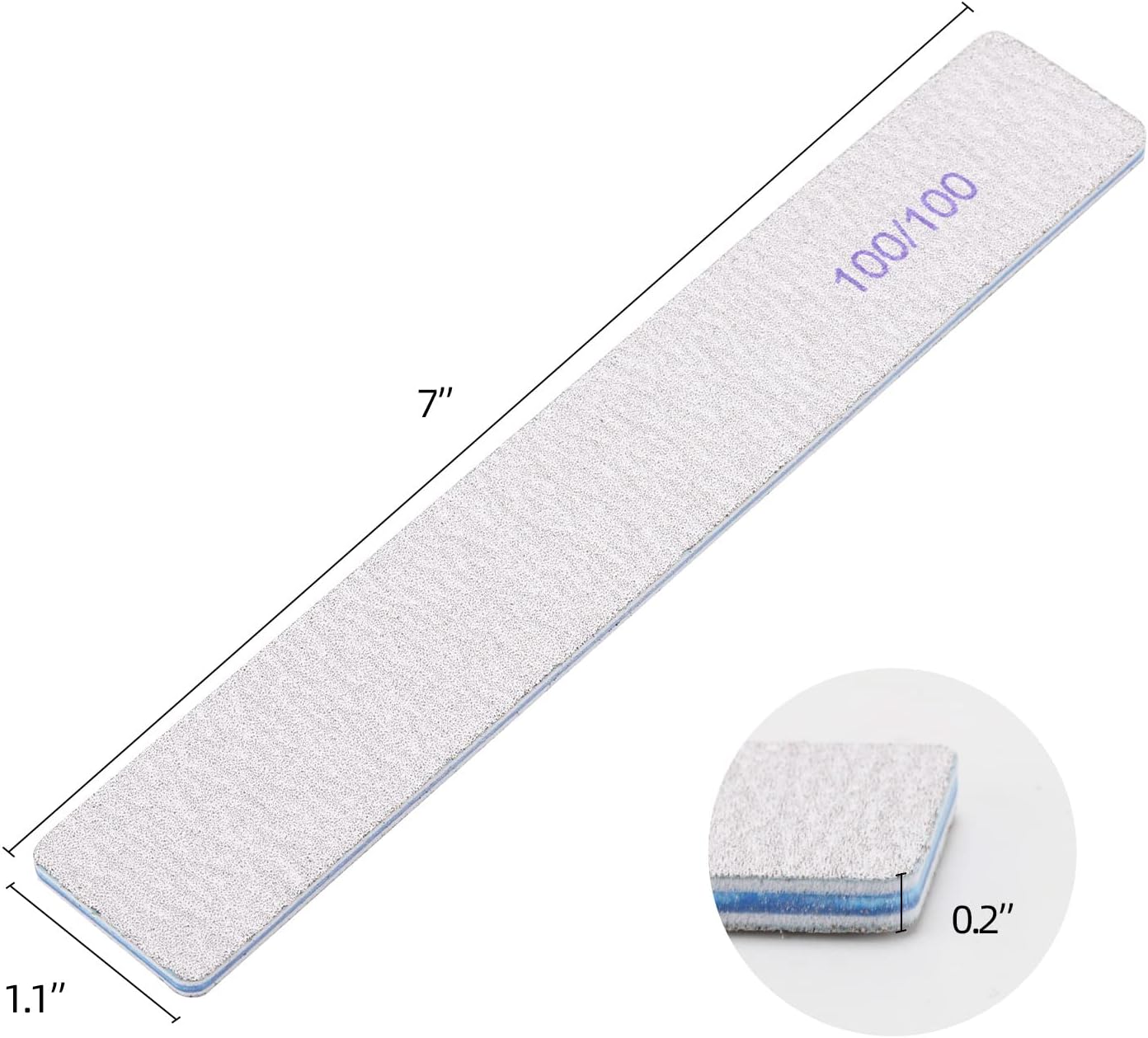 25 Pieces Rectangle Nail Files 100/100 Grit, Reusable Nail Buffers Double Sided Emery Boards Fingernail Files for Acrylic Nails and Natural Nails