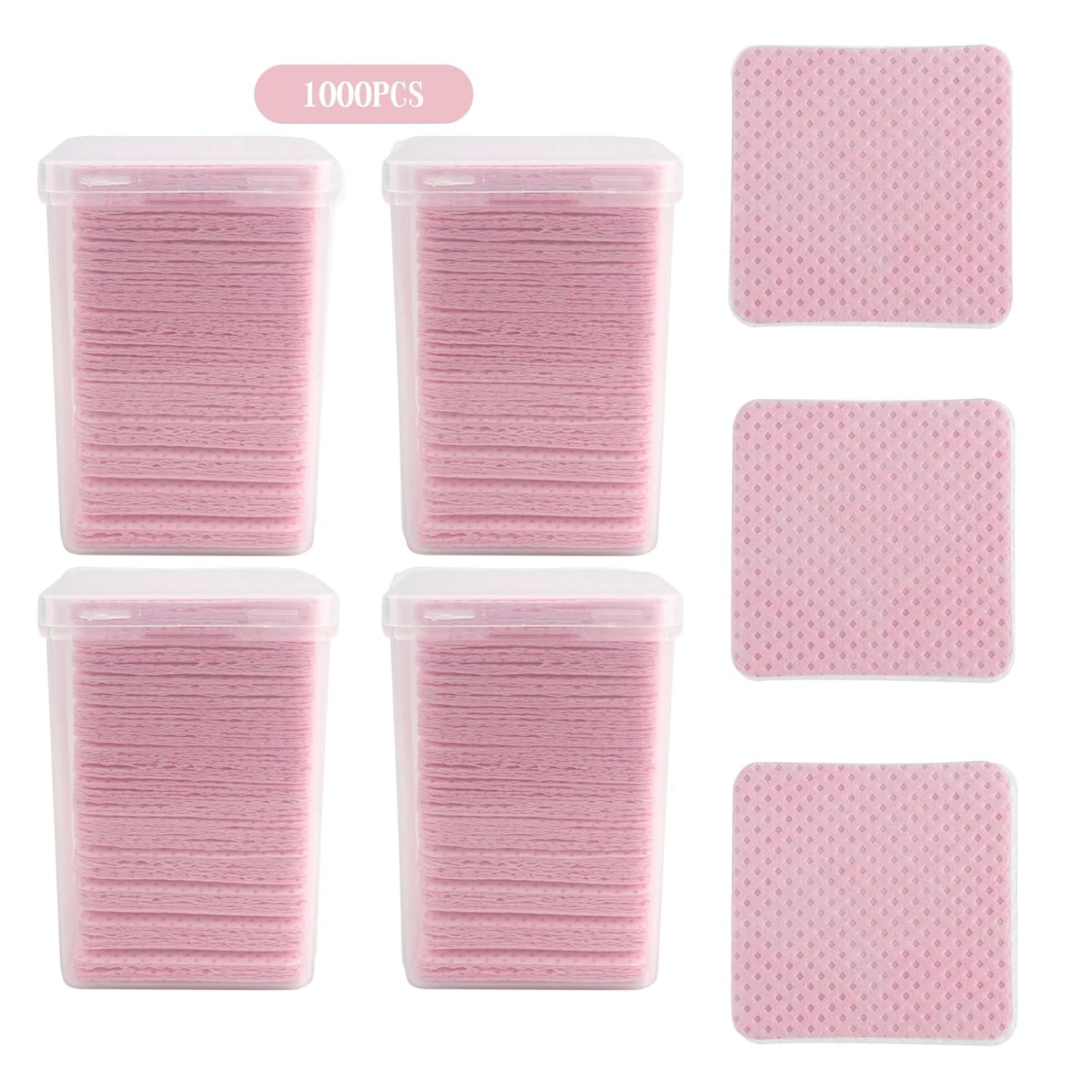 800 PCS Lint Free Nail Wipes Eyelash Extension Glue Wipes Absorbent Soft Super Non-Woven Fabric Lash Glue Wipes Nail Polish Remover Wipes for Lash Extension Supplies（Pink