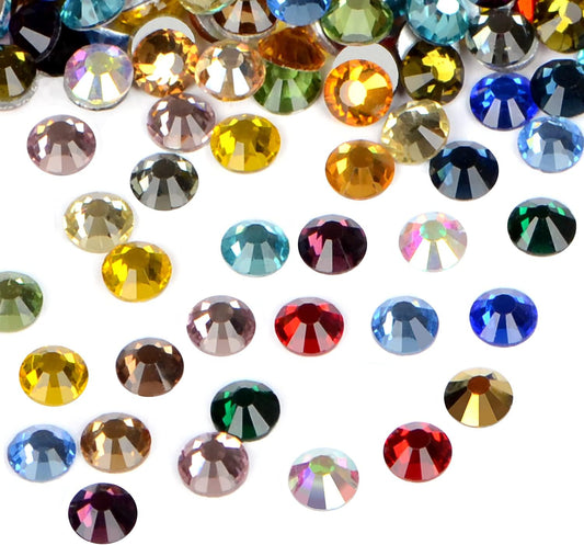 1440PCS Art Nail Rhinestones Non Hotfix Glue Fix Round Crystals Glass Flatback for DIY Jewelry Making with one Picking Pen (ss16 1440pcs, Mix)