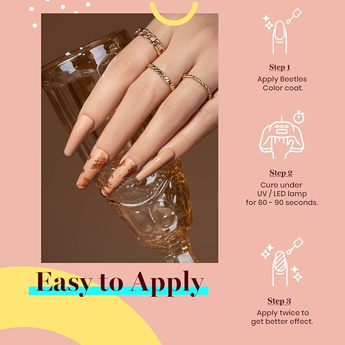 Beetles Brown Gel Nail Polish, 15ml Kim Brown Neutral Gel Polish Beige Tan Nail Polish, Soak Off Uv LED Nail Lamp Fall Gel Nail Polish Nail Art Manicure Salon DIY Home