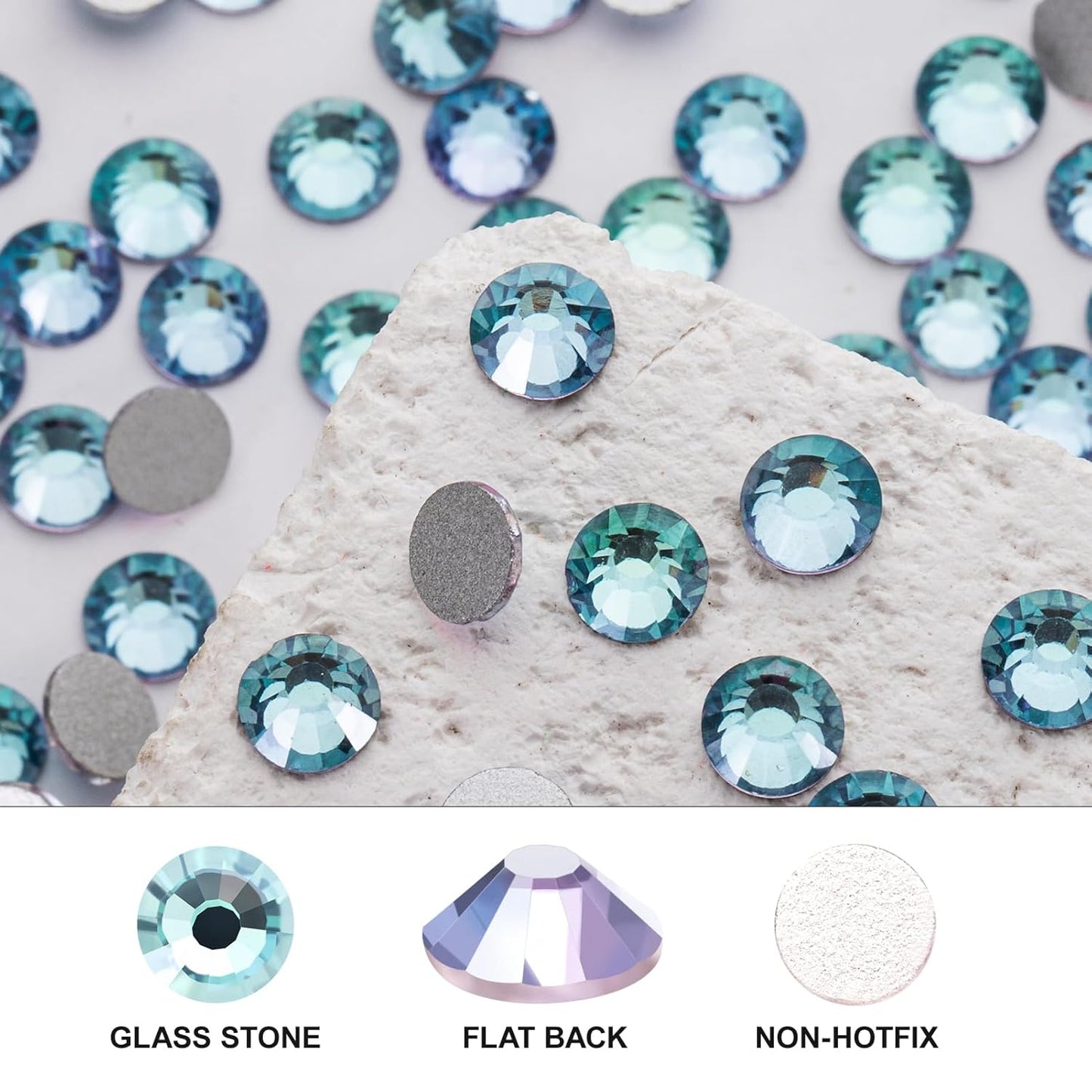 Novani 3000 Pieces Flatback Rhinestones Glass Round Gems Teal Volcano Crystals for Nail Art DIY Crafts Clothes Shoes,SS10,2.7-2.9mm