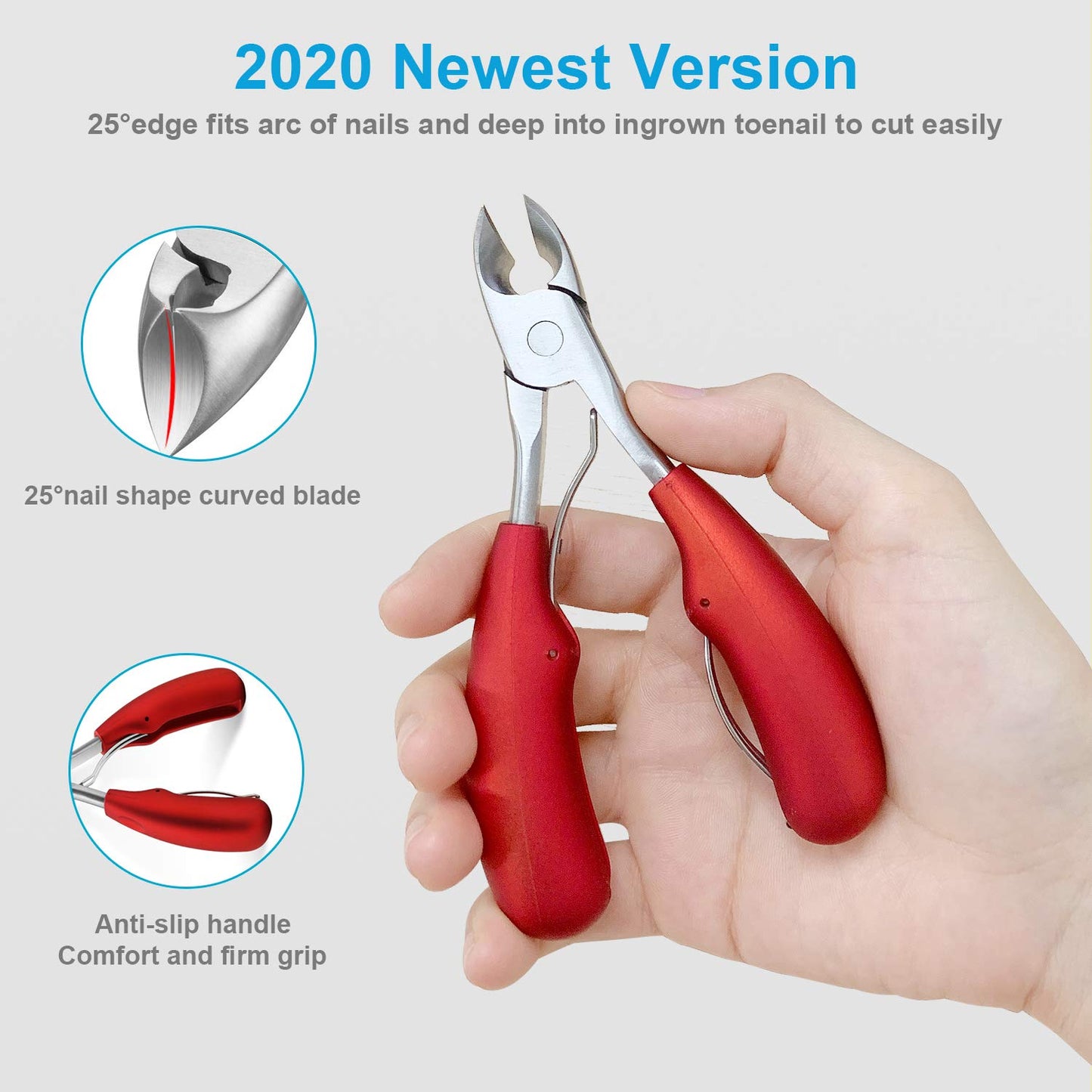 Thick Toenail Clippers, Podiatrist Toe Nail Clippers for Ingrown & Thick & Men & Seniors Toenail and Nail Surgical Grade Stainless Steel Toenail Trimmer Nipper (Red)