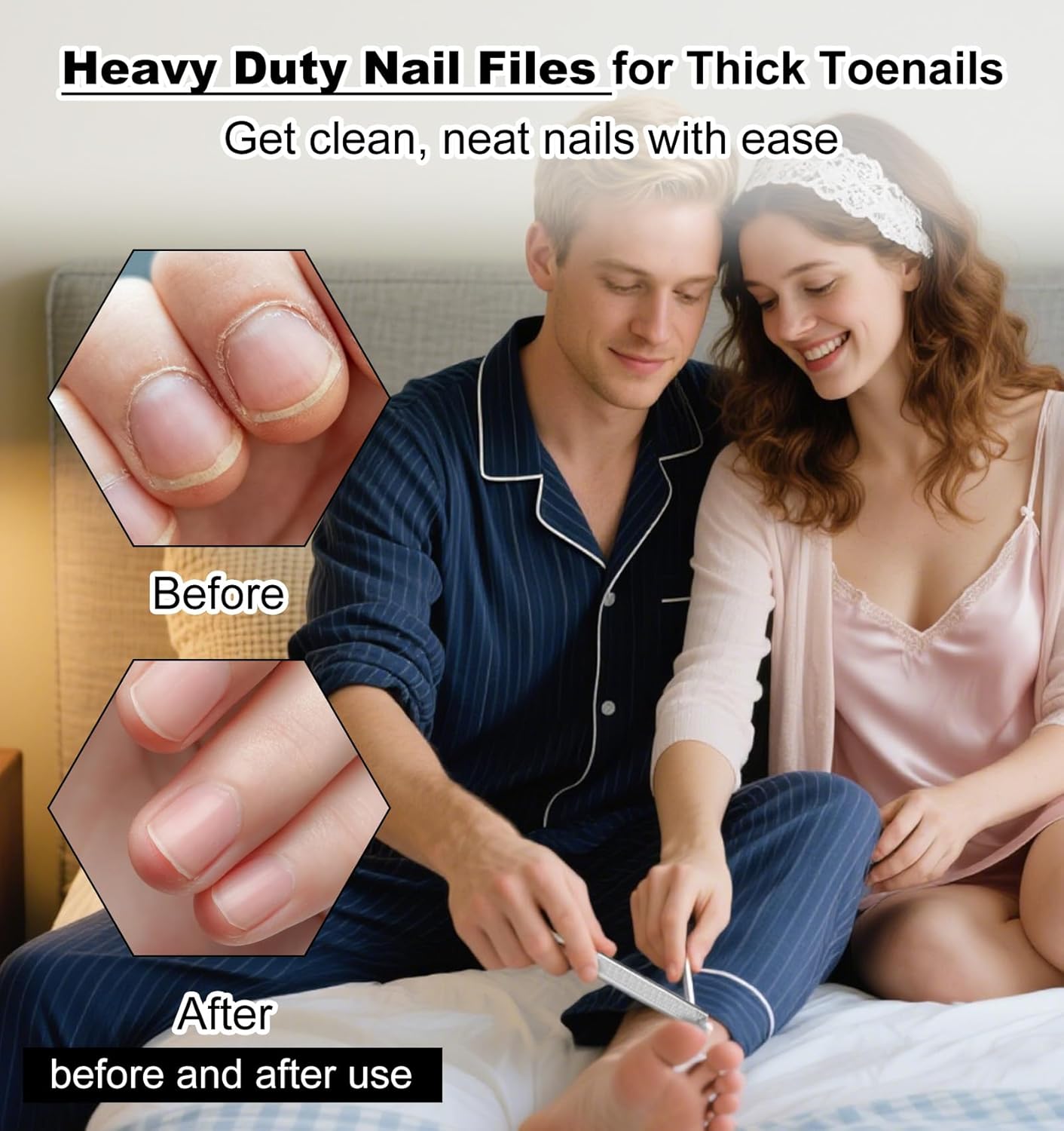 Metal Toenail File, 3Pcs Heavy Duty Toenail File for Thick Toenails Fingernails Stainless Steel for Men & Women, 7 Inch Durable Professional Nail Care Tool