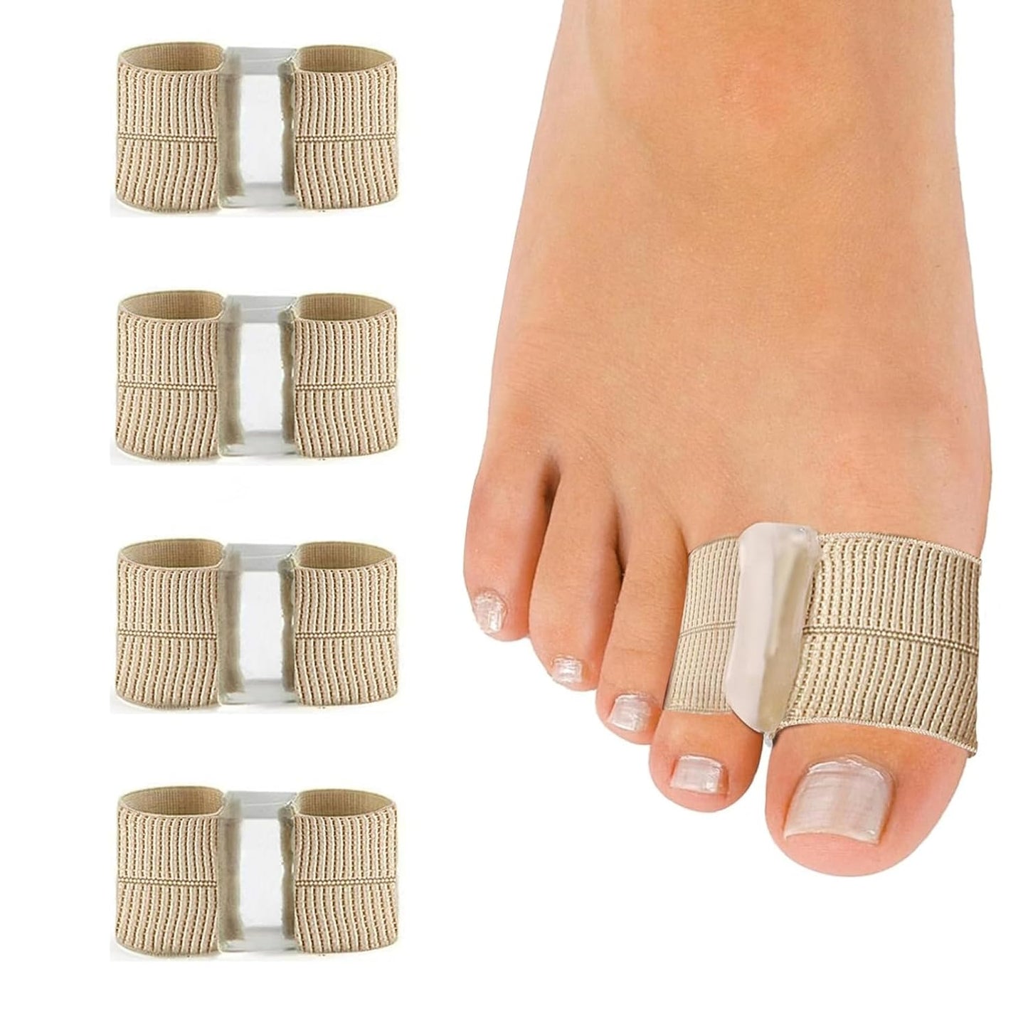 Toe Spacers for Women & Men - Bunion Corrector with Elastic Band, Silicone Toe Separators for Overlapping Toes, Correct Toes & Foot Pain Support