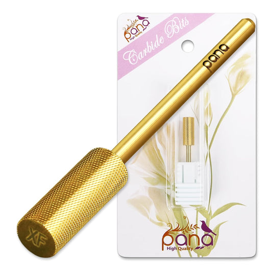 PANA Flat Top Small Barrel 3/32" Shank Size - (Gold, Extra Fine Grit) - Fast remove Acrylic or Hard Gel Nail Drill Bit for Manicure Pedicure Salon Professional or Beginner