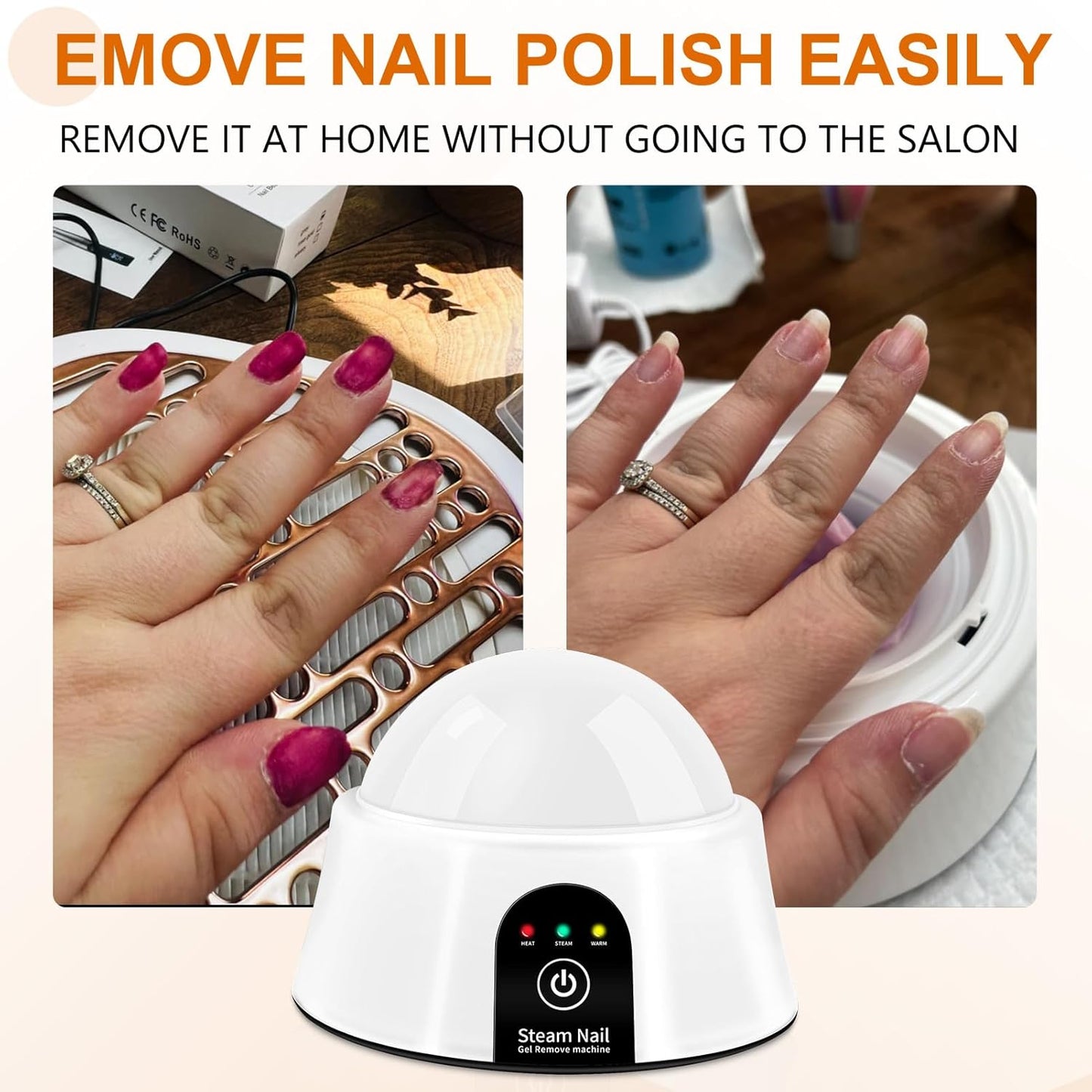 Nail Soaking Bowl, Electric Soak off Bowl Manicure Soaker for Gel Nail Polish Remover, Acrylic Nails, Dip Powder Remover, White