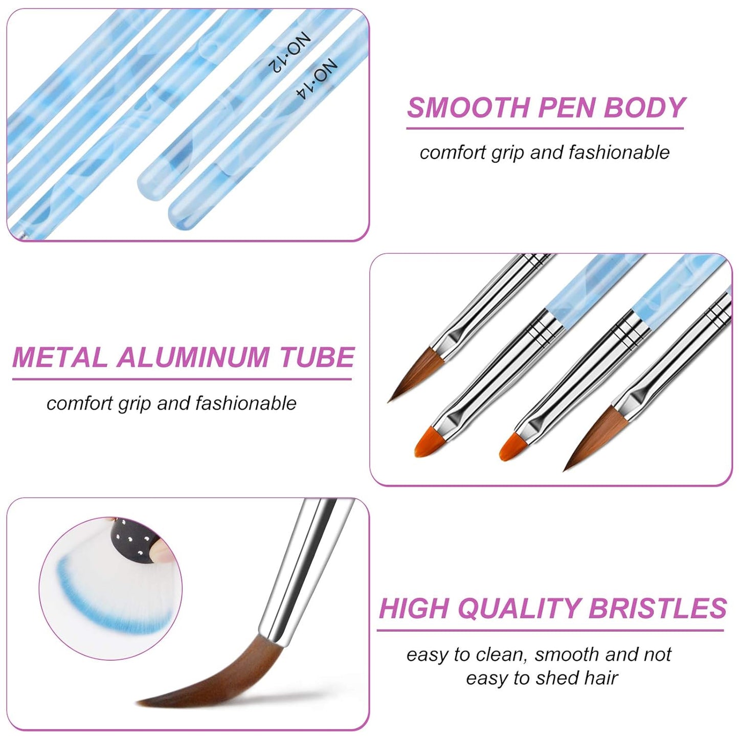 TOROKOM 19Pcs Nail Art Brushes Set, Nail Art Tool for Acrylic Application, Incl Nail Dotting Pens, Nail Dust Brush, Extension Gel Brush for Home Use and Professional Nail Salon