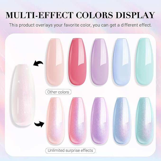 AZUREBEAUTY Pearl Shine Iridescent Shimmer Purple Violet Nude Coral Glitter Orange 8 Colors Nail Polish Set, Quick Dry, Perfect for Women Manicure Nail Art DIY Salon
