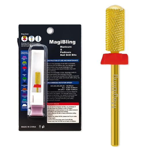 Small Barrel Nail Drill Bits Round Top, 3/32'' Safety Tungsten Carbide Bits, Two-way Rotation, Suitable for Manicure Pedicure Cuticle Gel Polishing, Technicians Bits, Grit: Fine.