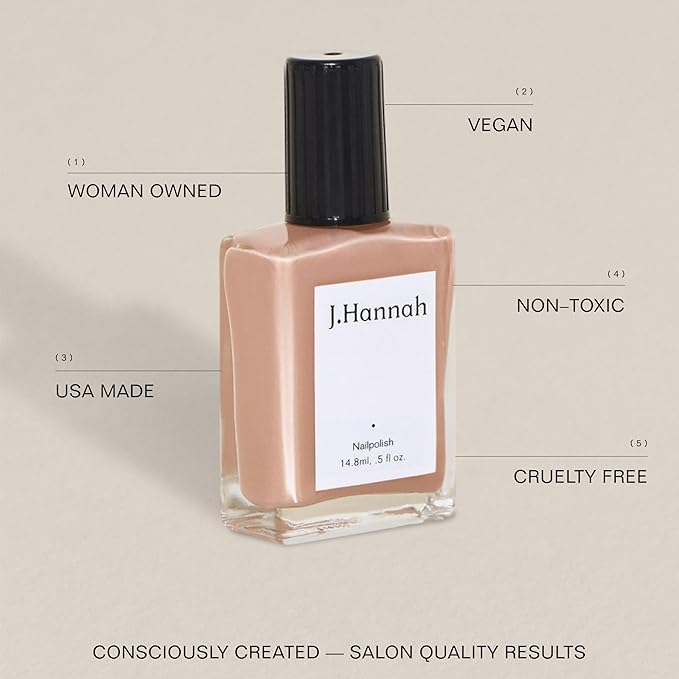J. Hannah Nail Polish – Vegan, Non-Toxic, Cruelty-Free, Gluten-Free, Long Lasting, USA Made, Ambient Pink (Himalayan Salt)