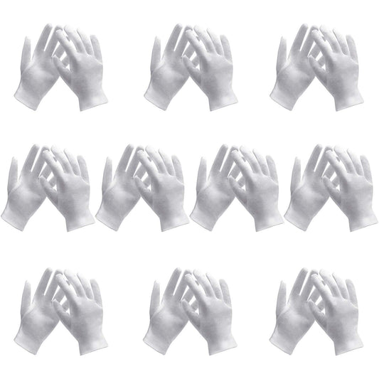 White Gloves Women, 10 Pairs Photo Handling Gloves, Reusable Soft Work Gloves Liners Protective Gloves for Handling Art Film Archival, Coin Jewelry Silver Inspection