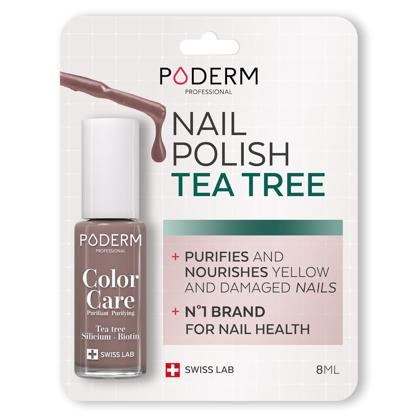 PODERM - Nail Polish – Enriched with Tea Tree – Improves nail appearance – Ingredients Natural/Vegan - foot/hand - Swiss Made (Taupe)