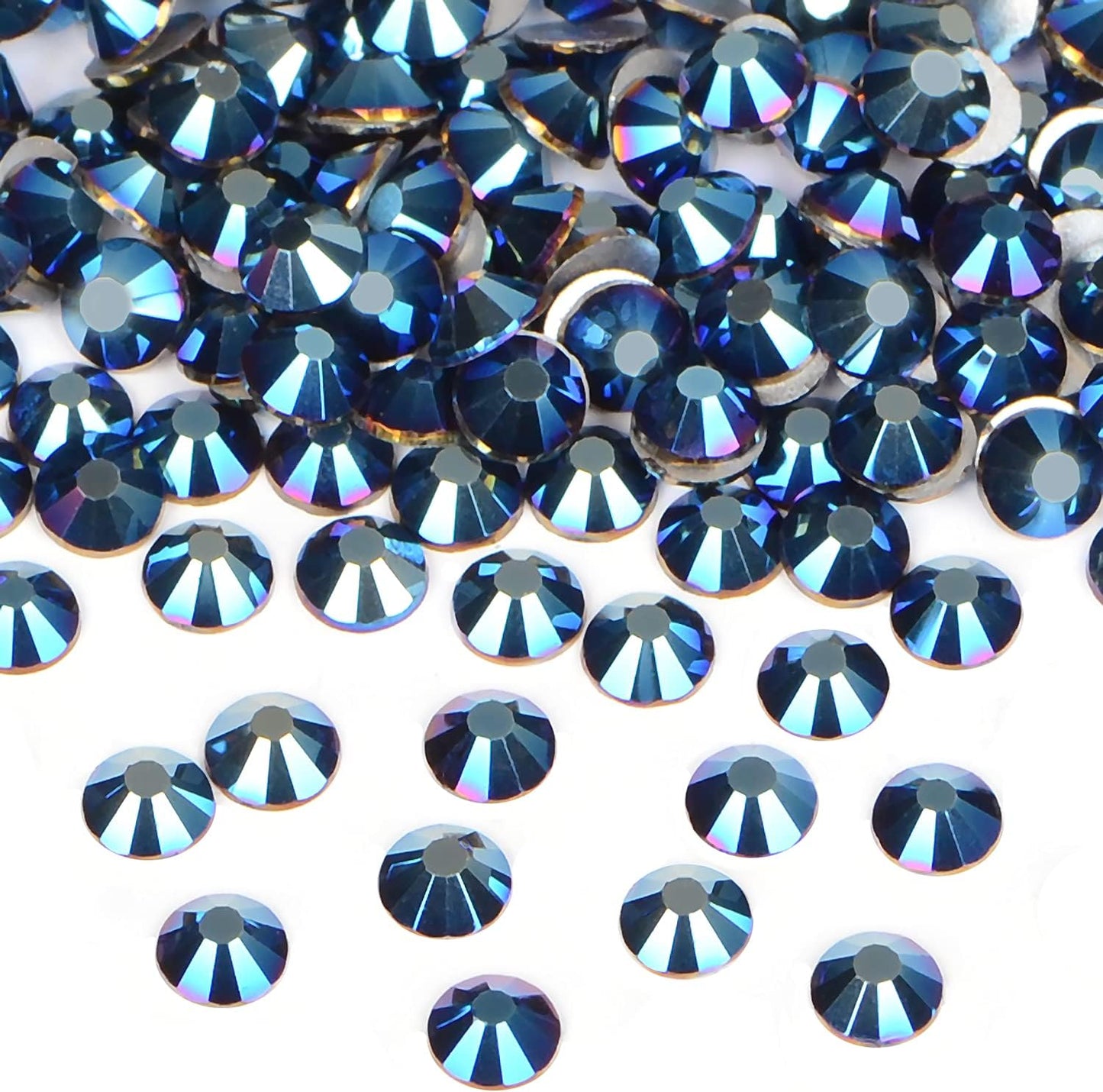 1440PCS Art Nail Rhinestones Non Hotfix Glue Fix Round Crystals Glass Flatback for DIY Jewelry Making with one Picking Pen (ss20 1440pcs, Mine Blue)