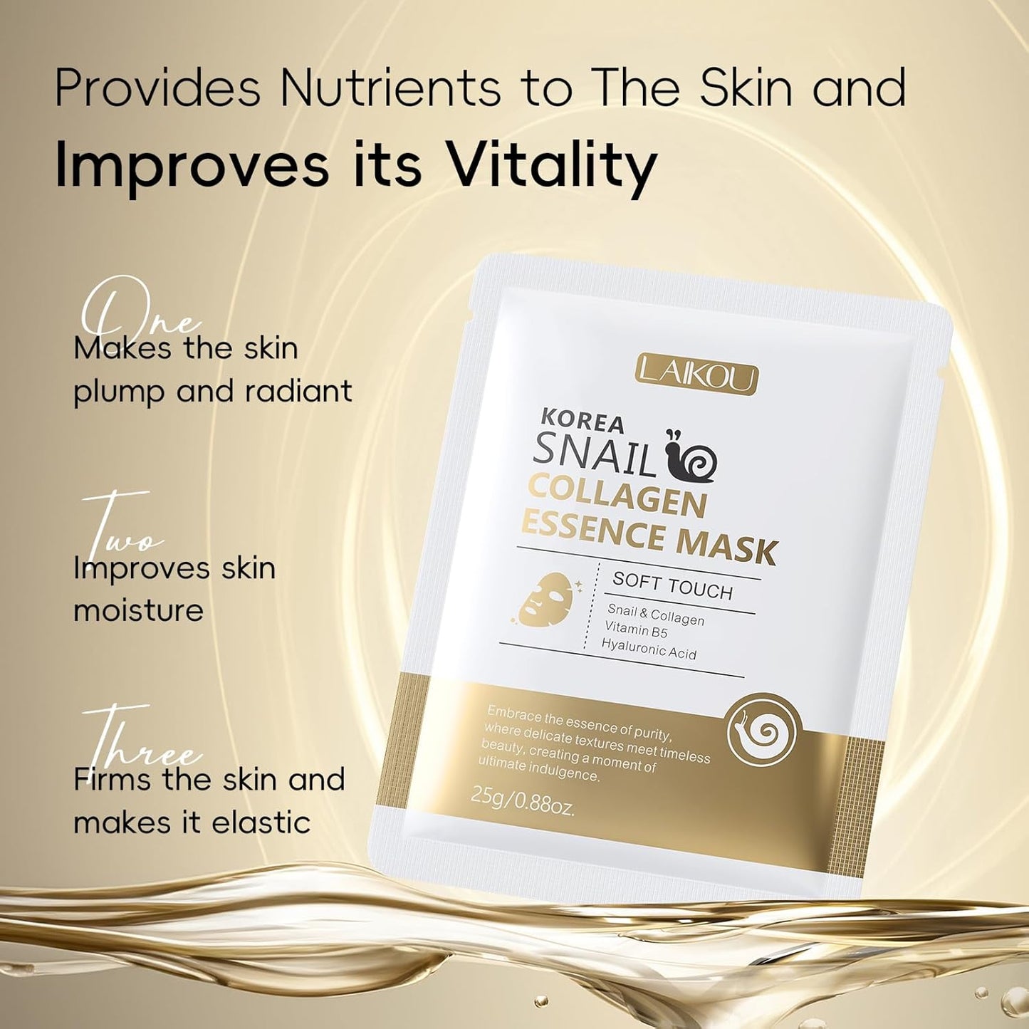 LAIKOU Face Mask, Korean Face Mask, Collagen Mask, Facial Mask for Glass Skin Hydrating, Moisturizing and Firming 25ml/30ml 15pcs