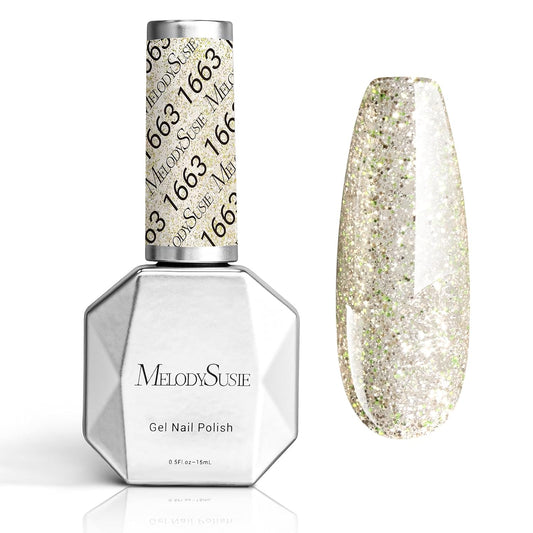 MelodySusie Lime Forth Glitter Gel Nail Polish,0.5 Fl Oz Soak Off UV LED Shiny Diamond Glitter Gel Polish Gift for Women Nail Art Manicure Salon DIY Nail Design Decoration at Home-A1312