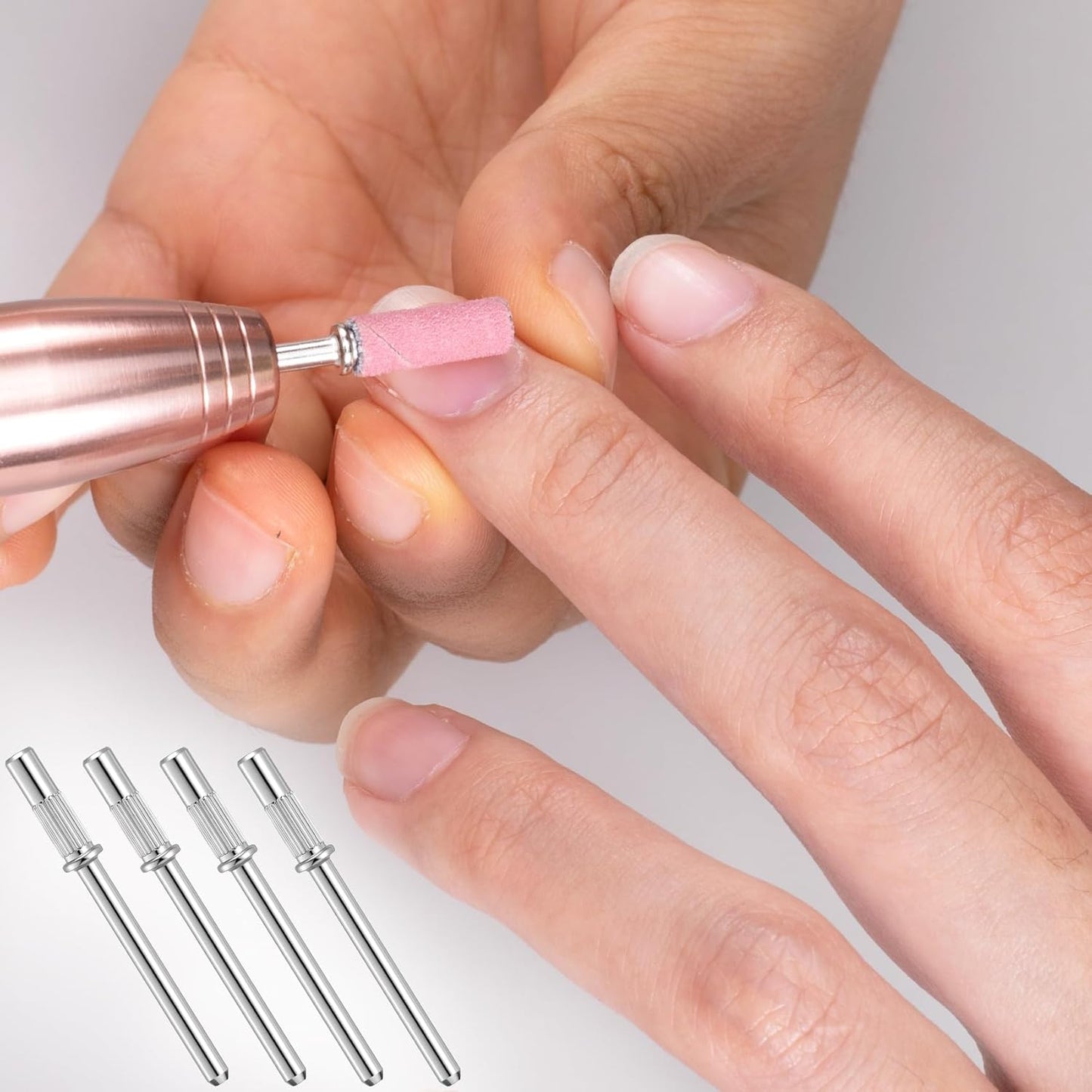 4 Pcs Mandrel Nail Drill Bit, 3.1 MM Mini 3/32 Shank Small Sanding Band Nail Drill Bit, Mini Mandrel Nail Bit, Sanding Bands for Nail Drill, Electric Drill File Machine (Silver)