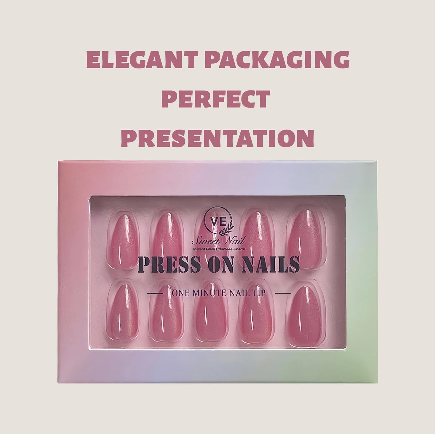 30PCS Short Almond Press-On Nails – Rose Cat Eye Fake Nails in 15 Sizes, Soft Back Edge & Strong Tips, No Measuring Needed, Reusable Stick-On Nail Tips for All Occasions