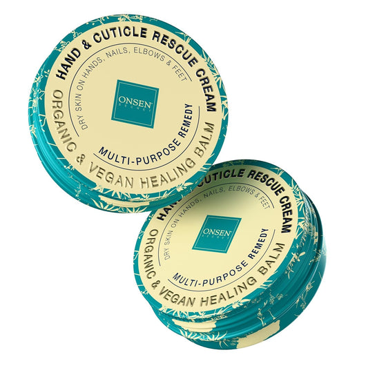 Onsen Hand & Cuticle Rescue Cream | Organic Nail Strengthener & Balm | Dry, Cracked Hands, Elbows & Feet | Shea Butter, Tsubaki & Jojoba Oil | Nail Repair & Growth, Vegan - 1 Pack (0.88 oz)