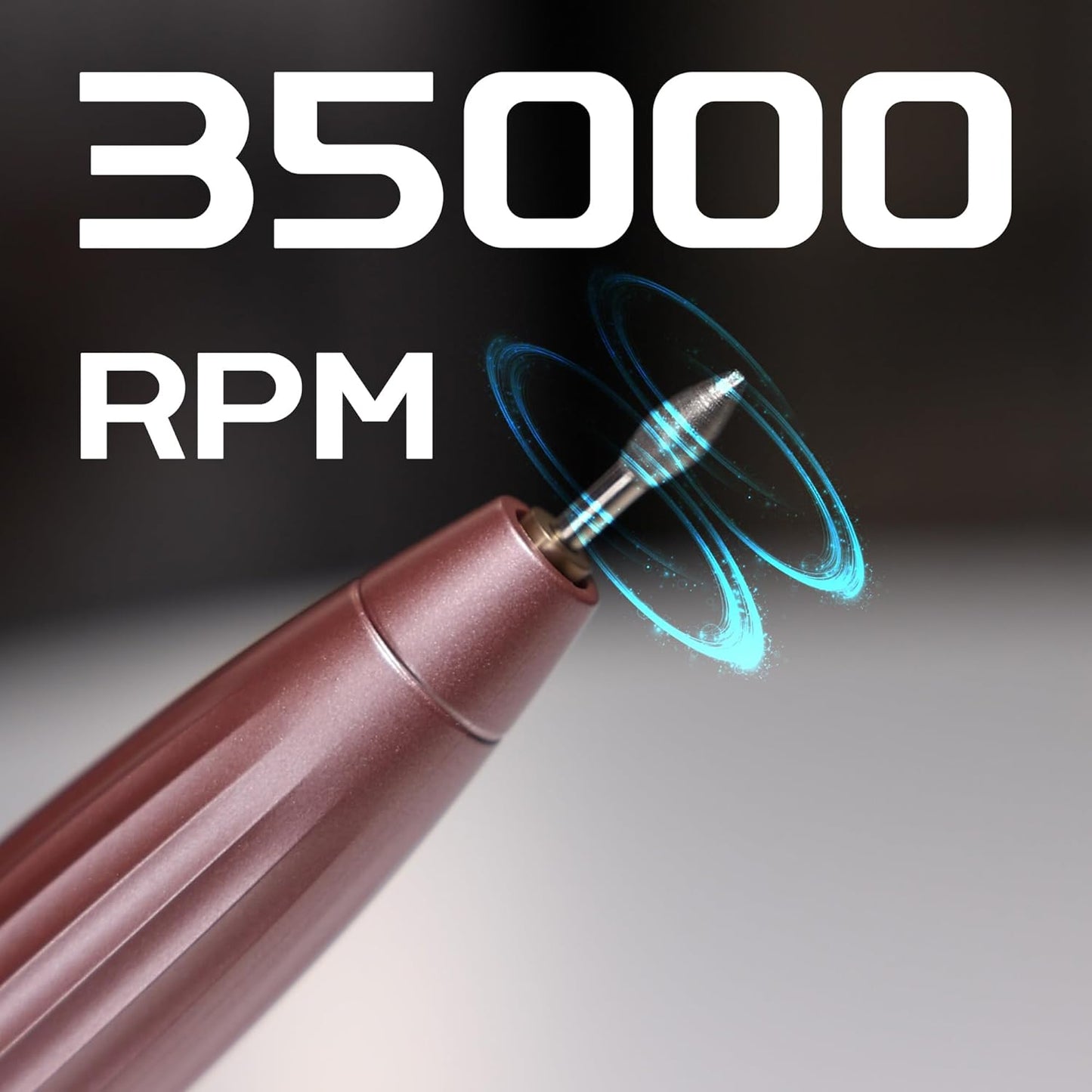 Cordless Electric Nail Drill 35000RPM Rechargeable Portable Nail File Kit for Acrylic & Gel Nails, Professional Manicure Pedicure Buffer Tool for Home & Salon (Rose Gold)