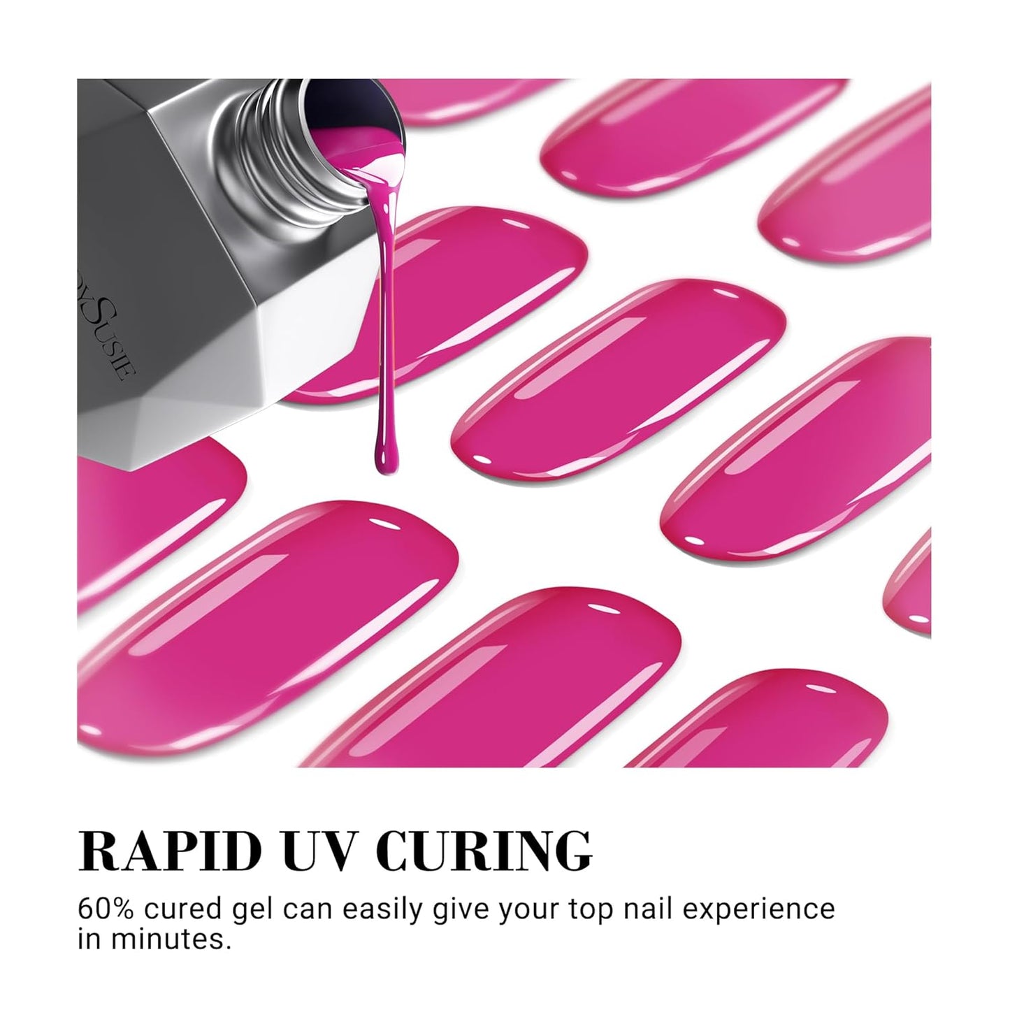 MelodySusie 30PCS Semi Cured Gel Nail Strips, Hot Pink, Works with Any Nail Lamps, Salon Quality, Long Lasting, Easy to Apply, Includes 2 Prep Pads, Nail File and Wooden Stick