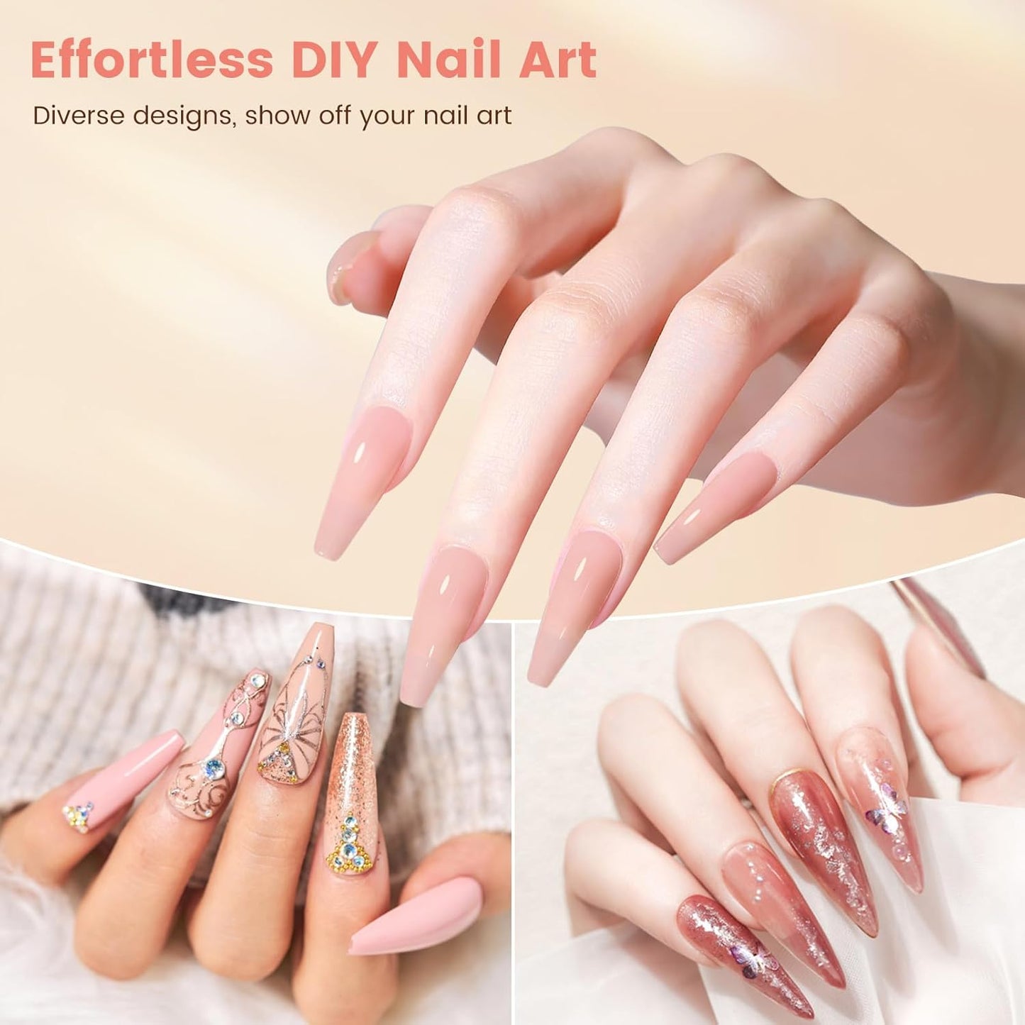 Acrylic Nail Kit with Everything: Beginners Practice Hand Acrylic Nail Powder Liquid Set with U V Lamp Drill in Gift Bag for Home Salon(Pink Bag)