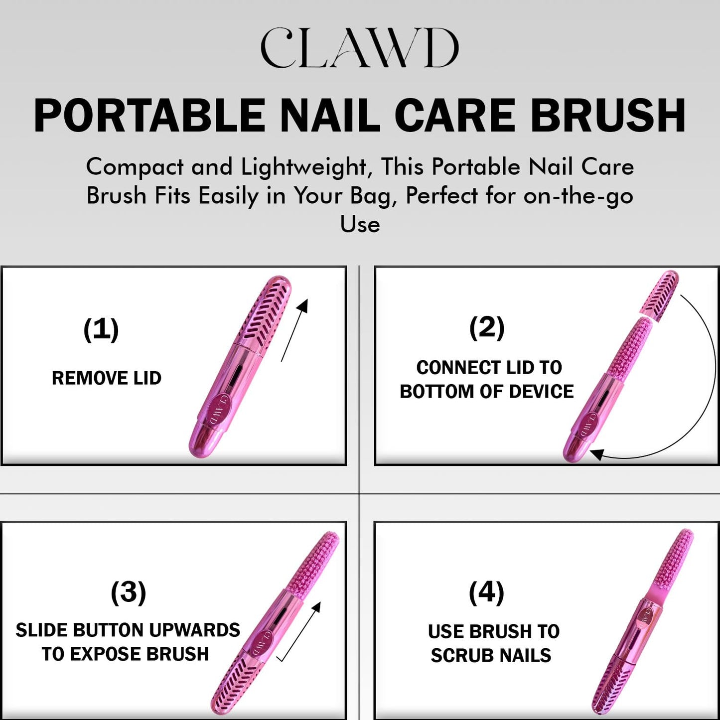Pink Nail Brush for Cleaning Fingernails & Manicure Safe Antibacterial Hand Wash – Portable Soft Bristle Nail Scrubber with Keychain with 100ml Moisturizing Hand Soap