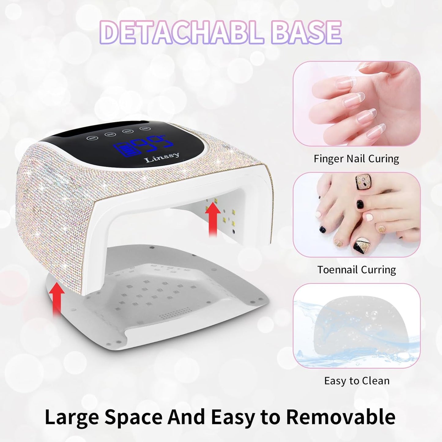96W UV LED Cordless Nail Lamp,Nail Dryer with 42 Beads,UV Light for Gel Nails Manicure for Fingernails & Toenails,Professional LED Nail Lamp for Salons with 4 Timers and Smart Sensor (Diamond)