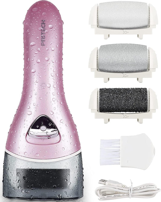 Electric Foot Callus Removers Rechargeable,Portable Electronic Foot File Pedicure Tools, Electric Callus Remover Kit,Professional Pedi Feet Care Perfect for Dead,Hard Cracked Dry Skin（Pink）