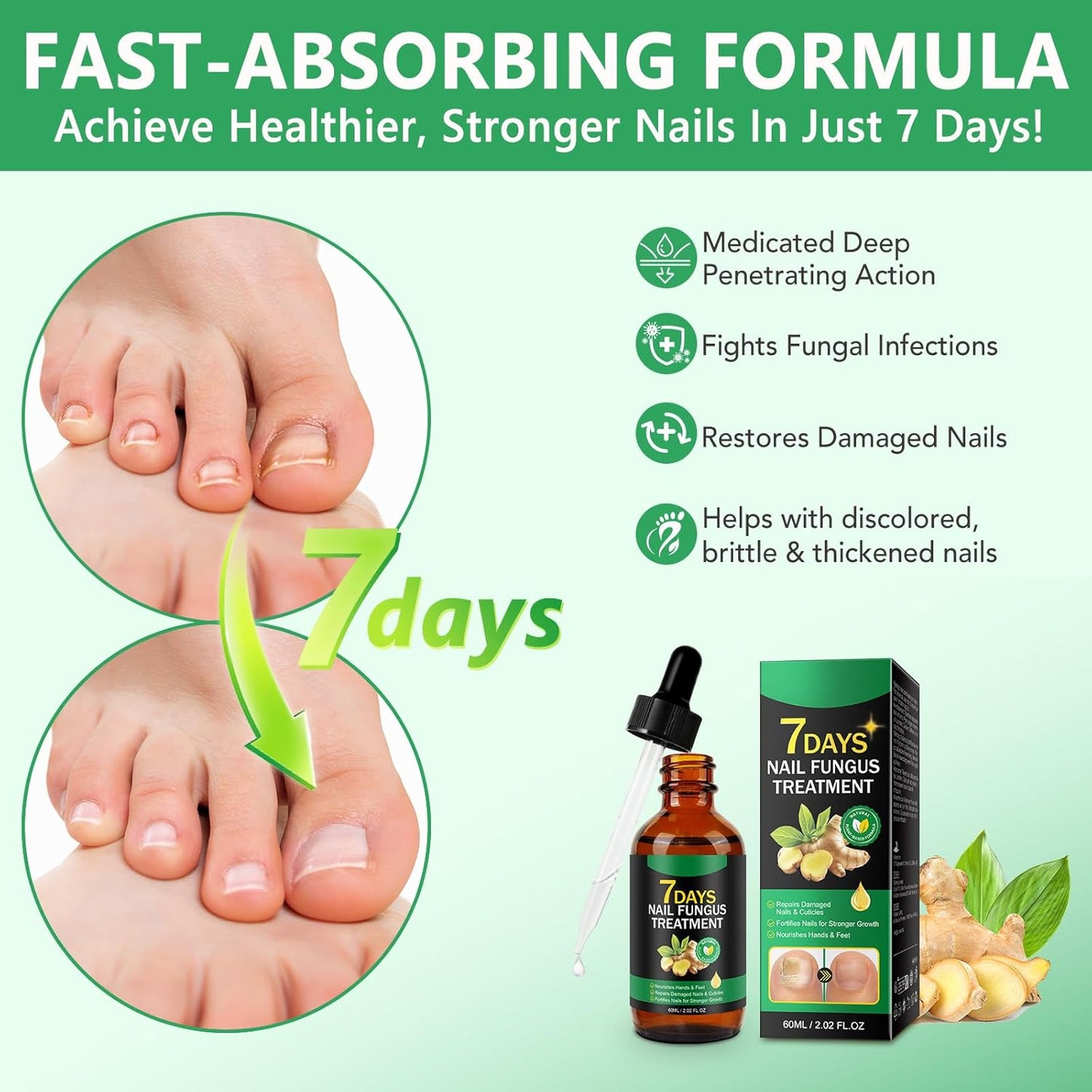 Ginger Nail Growth Strengthener Serum – Ginger-Infused Nail Repair Oil for Care, Natural Nail and Strengthener Solution