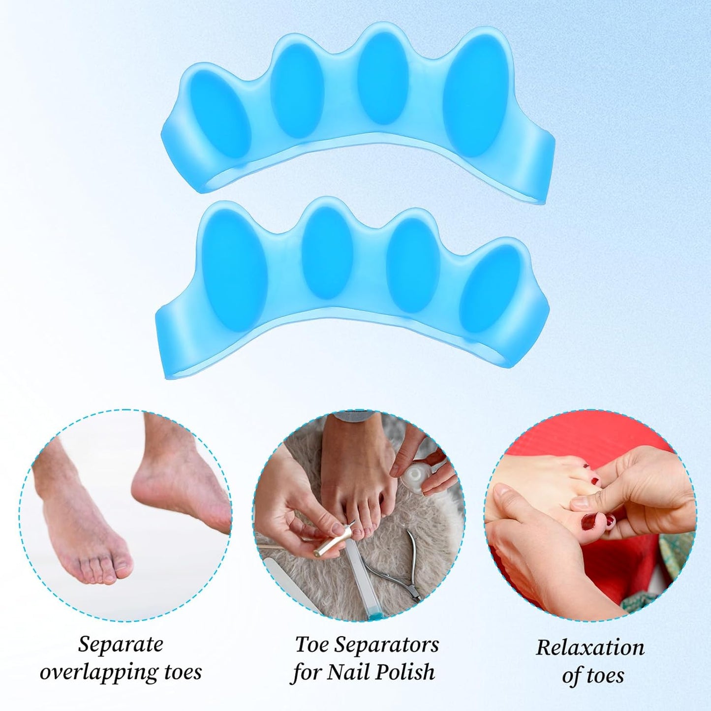 4Pcs Toe Separators for Women and Men, Hammer Toe Straightener Toes Spacers Bunion Corrector Plantar Fasciitis Relief Overlapping Toes Corrector for Foot Health and Pain Relief