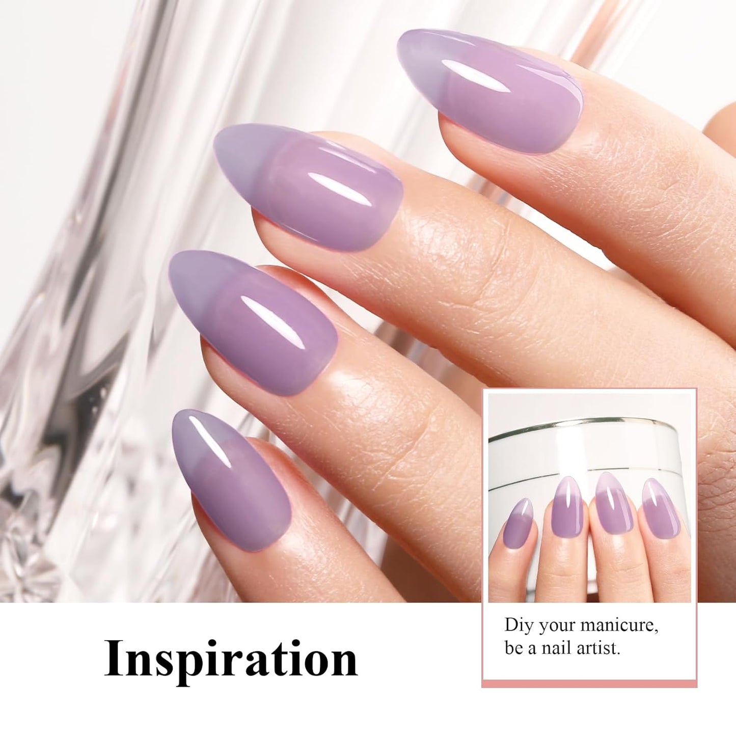 Imtiti Jelly Gel Polish, 15ML Sheer Purple, LED UV Gel Nail Polish for Nail Art DIY Manicure