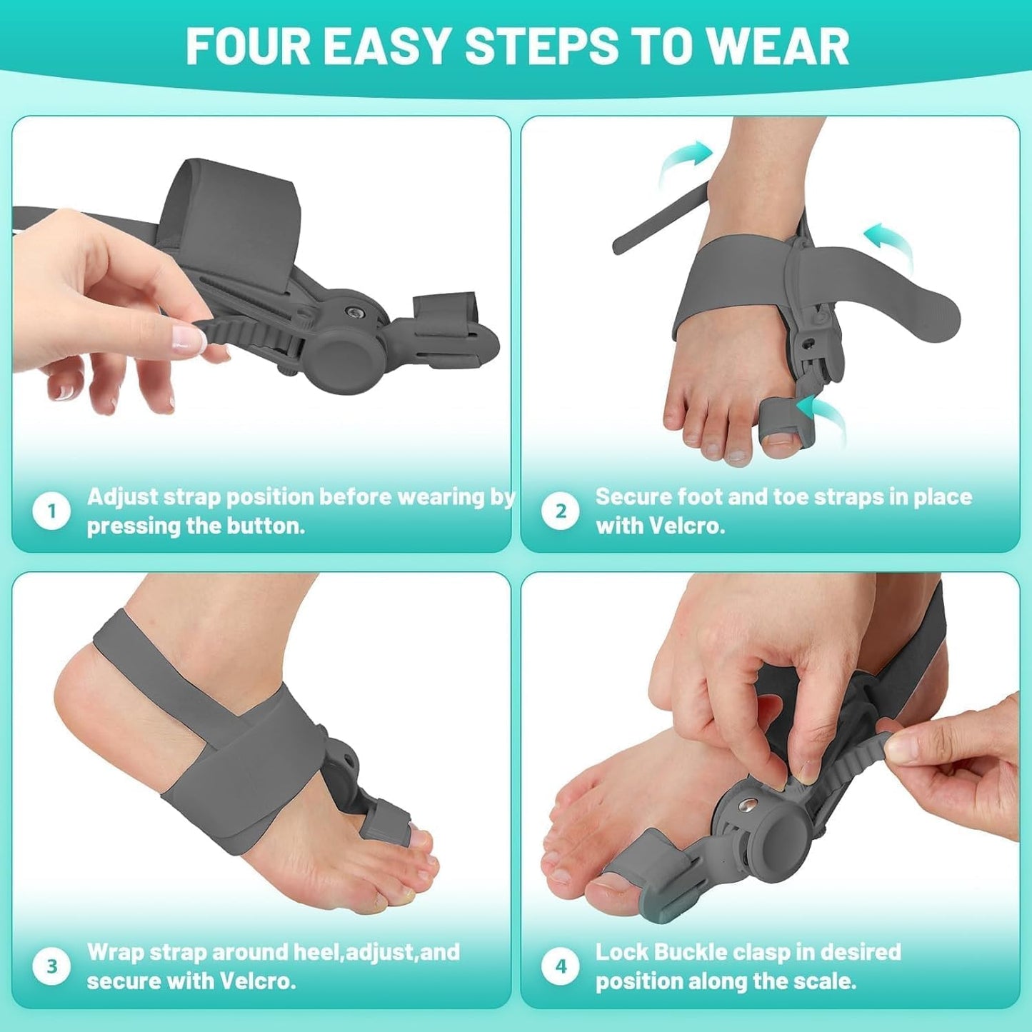 Bunion Corrector for Women and Men Big Toe,Upgraded Press-Button Bunions Correction,Toe Straightener with Bunion Relief,Suitable for Left and Right Feet,Large,Black 1Pack