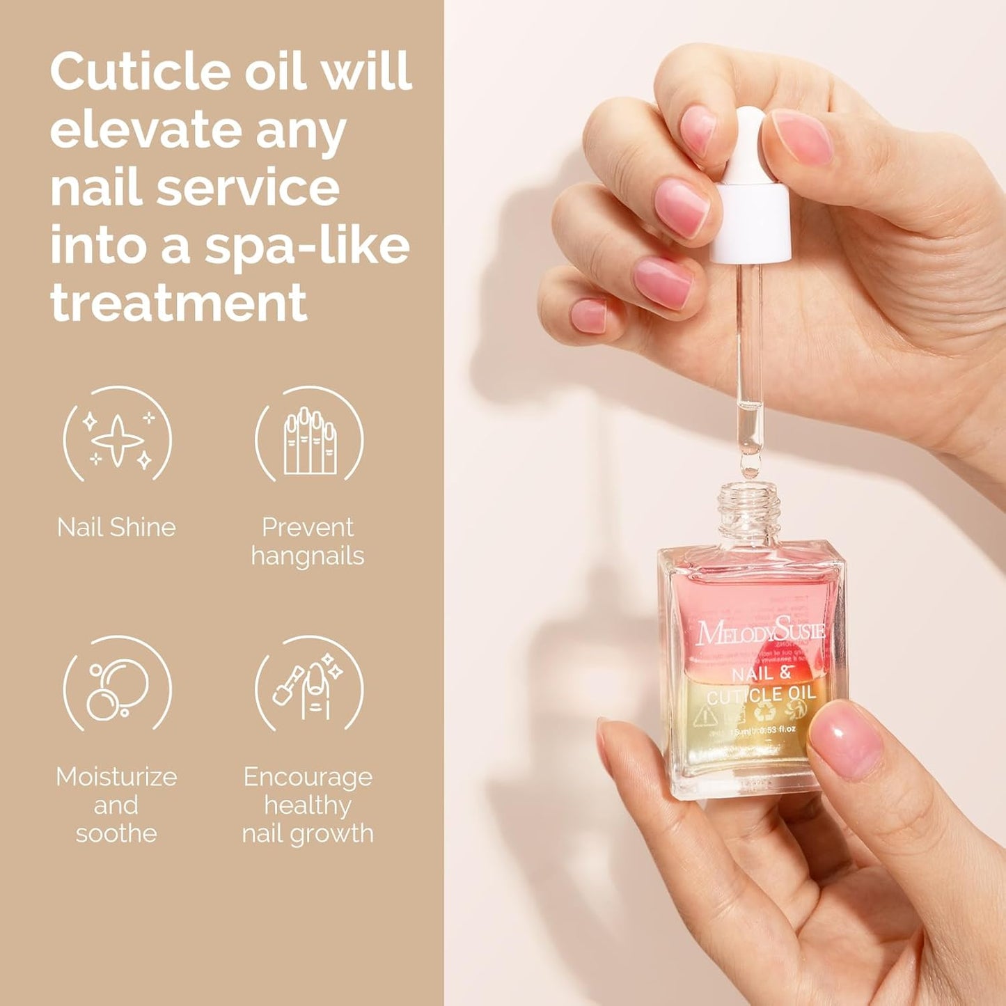 MelodySusie 2Pcs Cuticle Oil,Nail Strengthener with Jojoba & Vitamin E, Nail Growth that Repairs Cuticles & Promotes, Moisturizes & Conditions Dry Skin,15ml Rose and Lavender