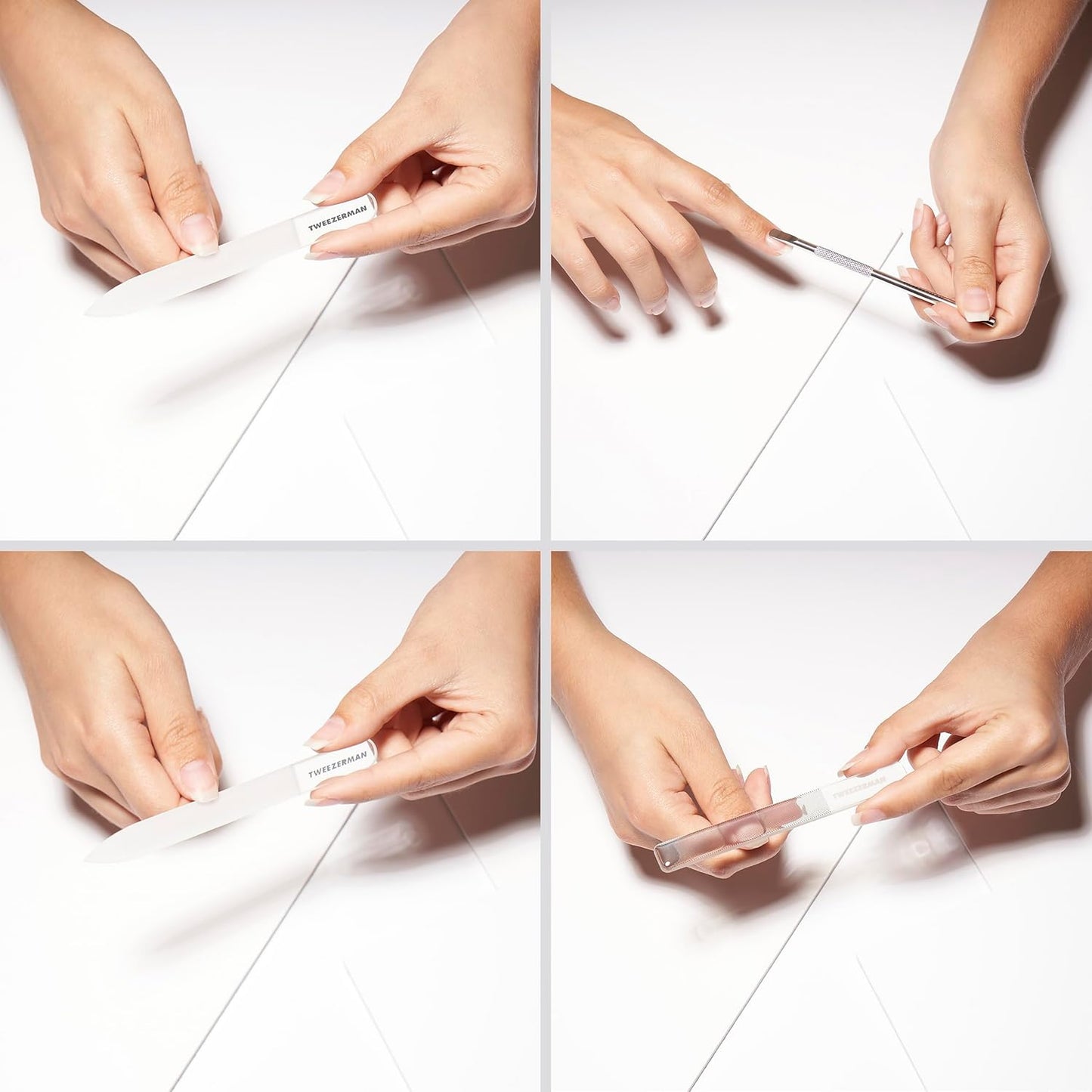 Tweezerman Glass Manicure Set Includes Nail Clipper, Cuticle Pusher, Glass Nail File, and Nail Buffer