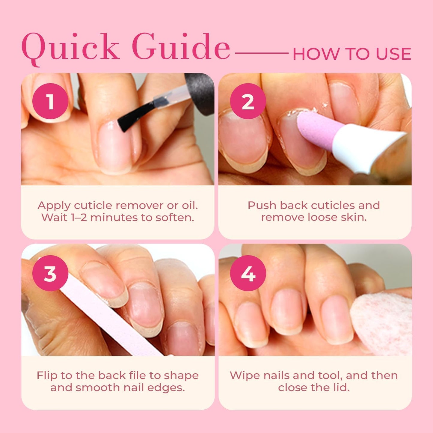 Ceramic Pusher Files for Nails, Manicure Fingernail Files with Cases, Professional Precision Filing Cuticle Remover, Manicure Stick, 2 Pieces