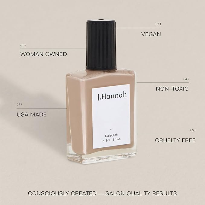 J. Hannah Nail Polish – Vegan, Non-Toxic, Cruelty-Free, Gluten-Free, Long Lasting, USA Made, Earthy Beige Color (Chantarelle)