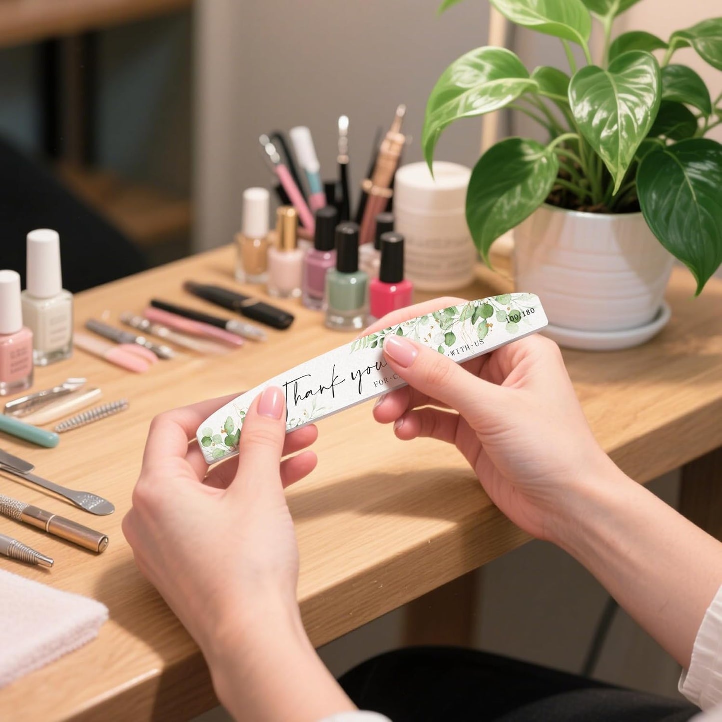 50 Pcs Wedding Nail Files Bulk Party Favors Bridal Shower Nail Files 100/180 Grit Eucalyptus Sage Green Bachelorette Baby Shower Nail File for Women Acrylic Nail Emery Boards Doubled Sided Nail Buffer