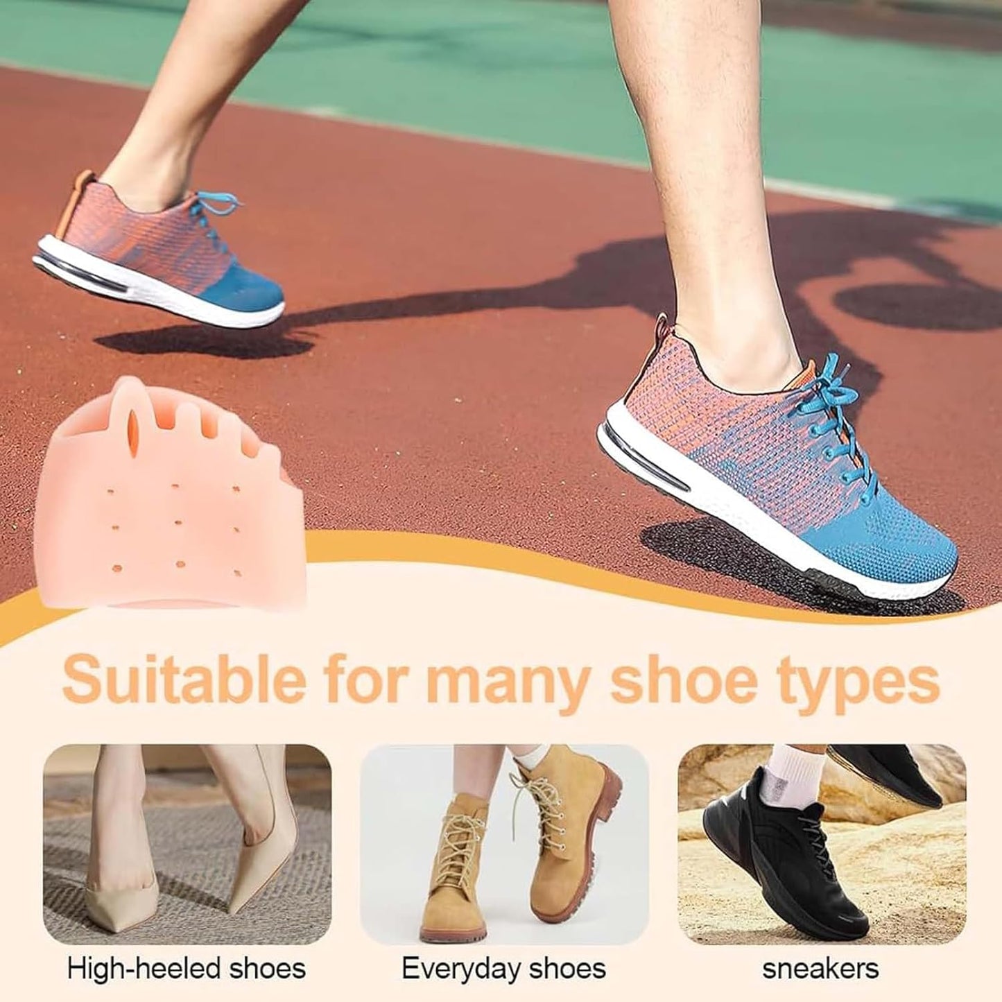 4 Pairs Silicone Toe Separators, Bunion Corrector Cushion, Metatarsal Pads, Ball of Foot Cushions, Breathable Soft Gel Foot Cushions for Men Women Straighten Overlapping Toes, Realign Crooked Toes