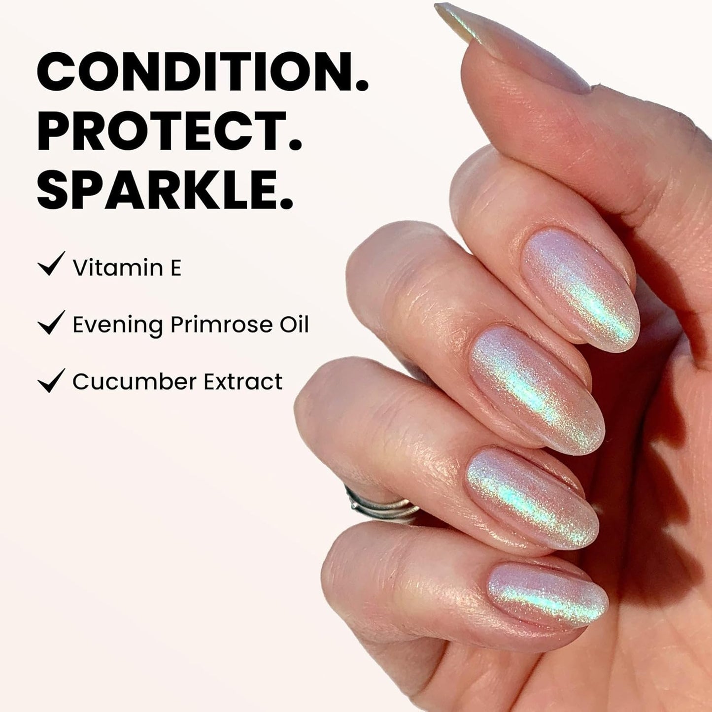 LONDONTOWN Shimmer Nail Highlighter - Multi-Dimensional Iridescent Finish Nail Polish Treatment, Vegan Cruelty Free, Shimmery Pastel Opal Aurora Borealis, Stardust - .40fl oz