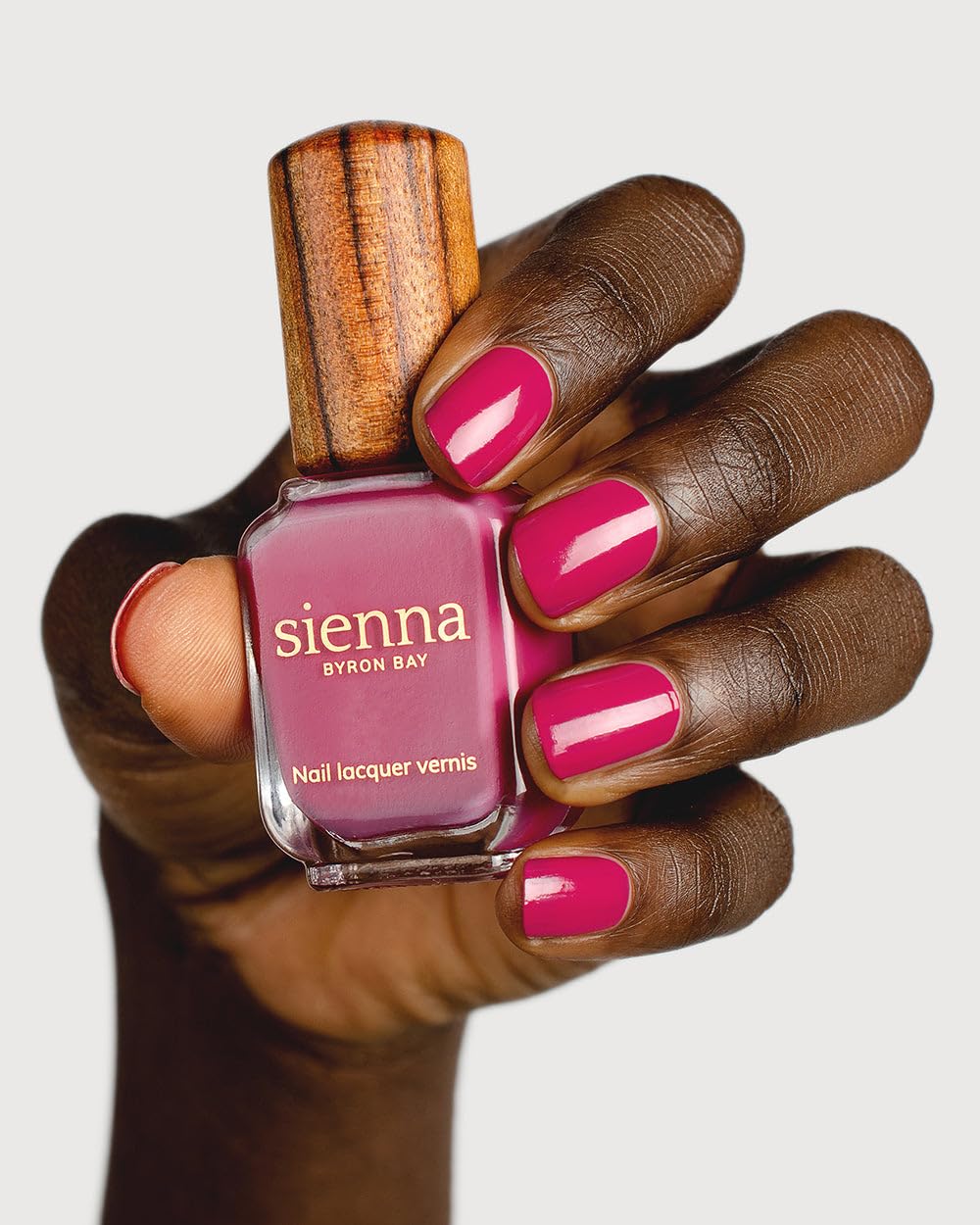 Sienna Byron Bay Goddess, Raspberry Pink Natural Nail Polish, Long-Lasting, Vegan & Cruelty- 10ml – .34 fl oz.