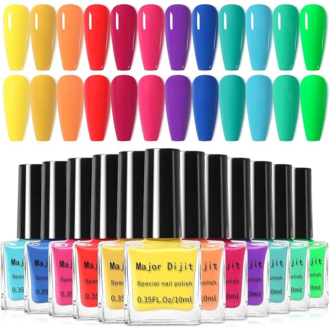 DouborQ 12 Color Nail Polish Set Neno Air Dry 12 Bright Colors 0.35oz Regular Nail Polish Kit Spring Summer Gift Set for Women