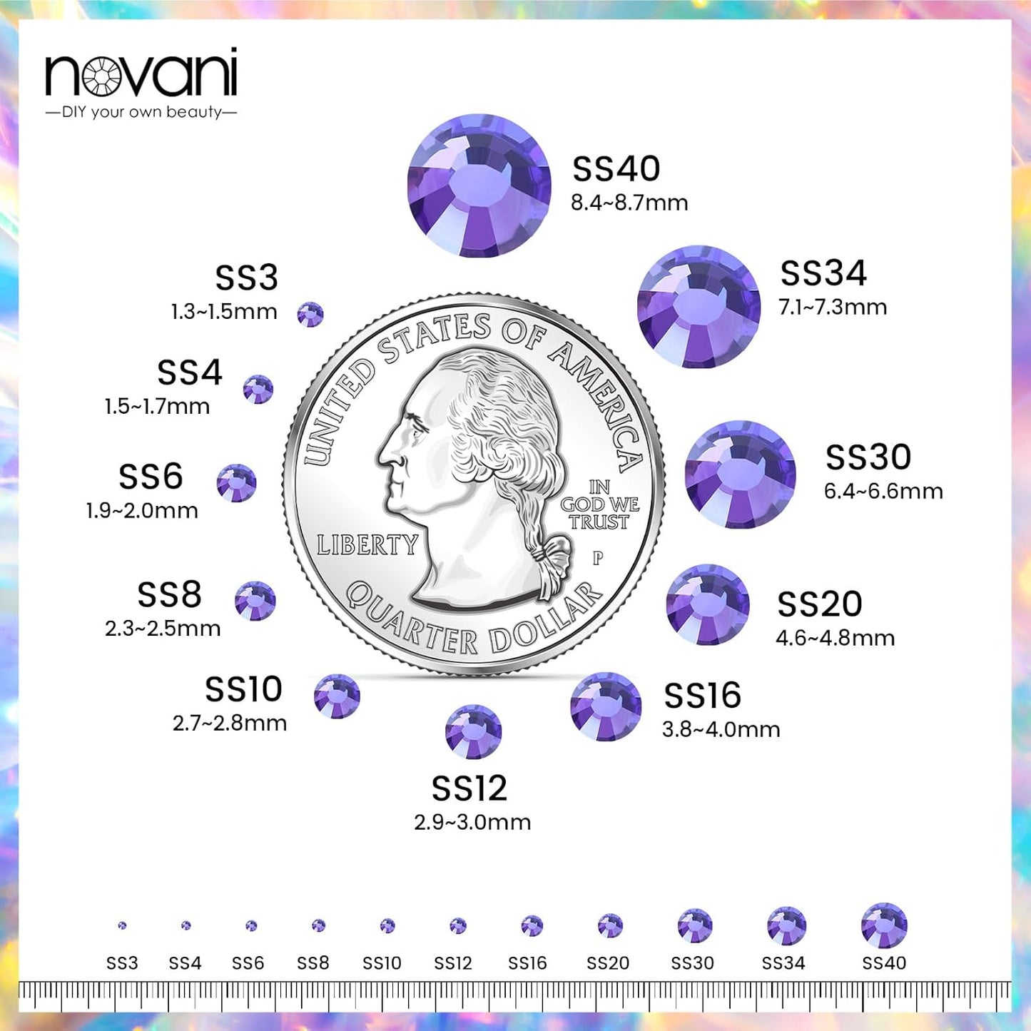 Novani Purple Rhinestones, Flatback Loose Crystal Gemstones 1440pcs Glass Rhinestone for Clothes Shoes Crafts Makeup Nail Art and DIY Decorations(SS20, Purple Velvet)